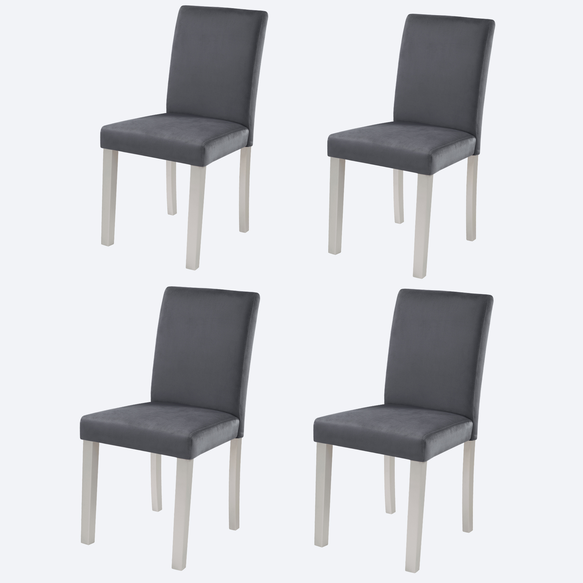 Ensemble 4 chaises cuisine rembourré gris argenté