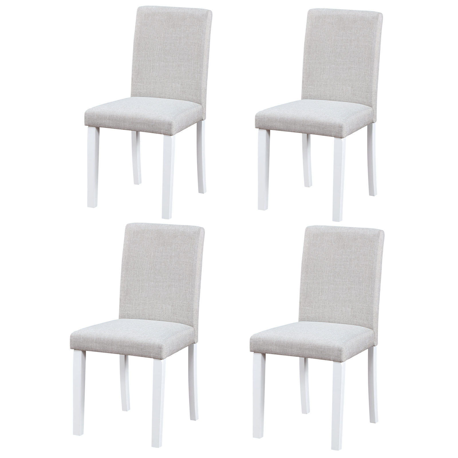 Chaises salle à manger 4 pièces siège rembourré blanc gris