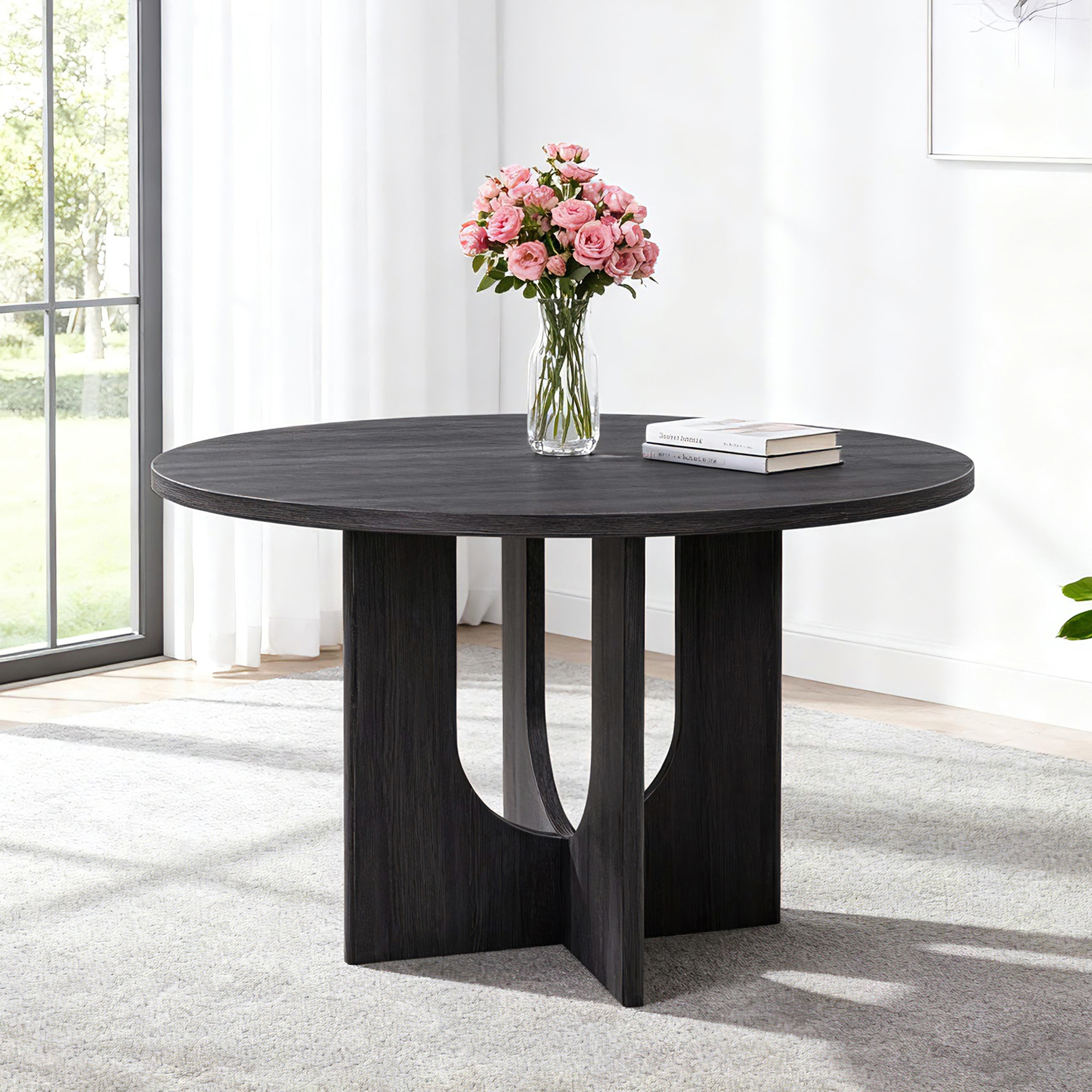 Table à manger ronde 47,3 po ferme noir antique