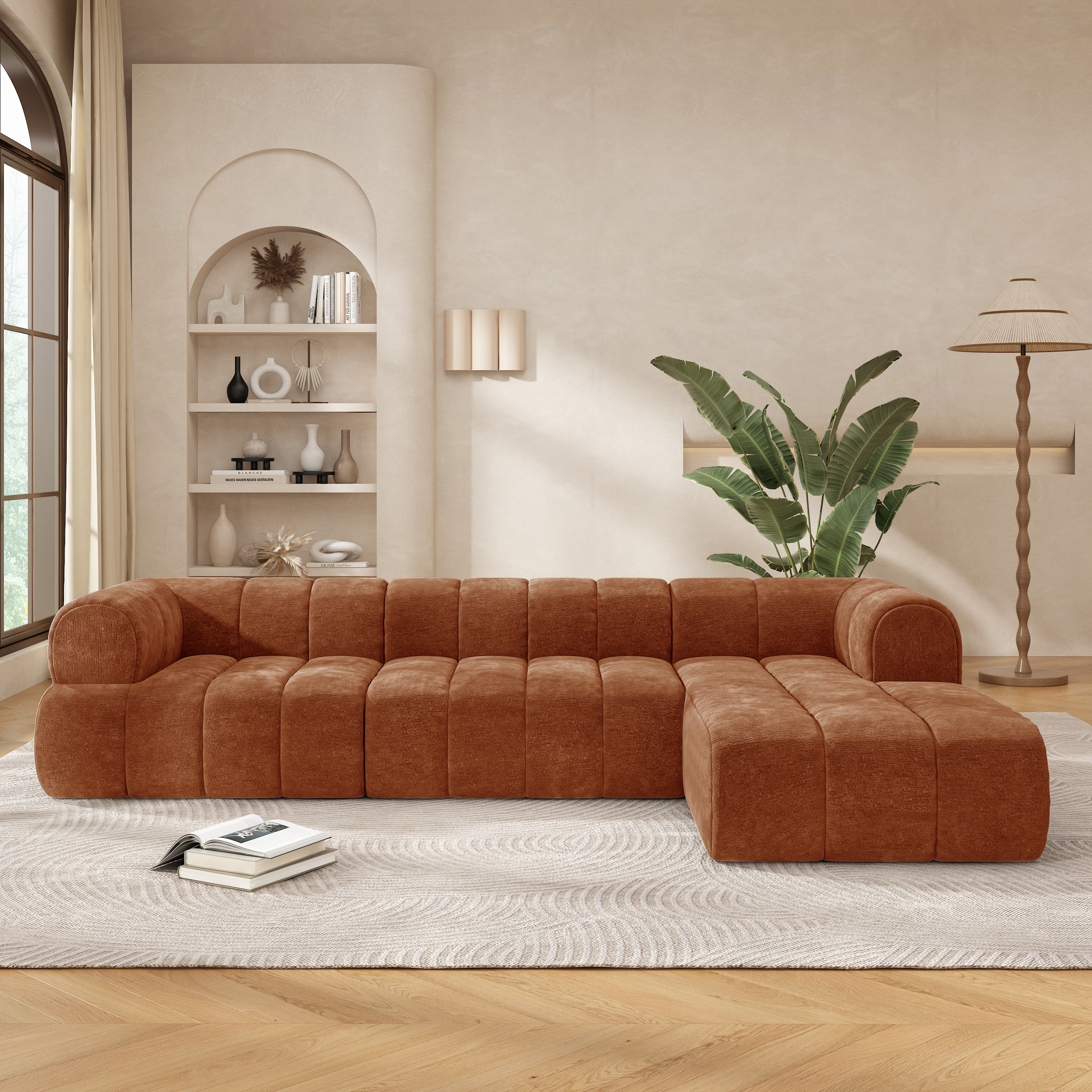 Sectionnelle 122po L forme mousse compressée chaise longue