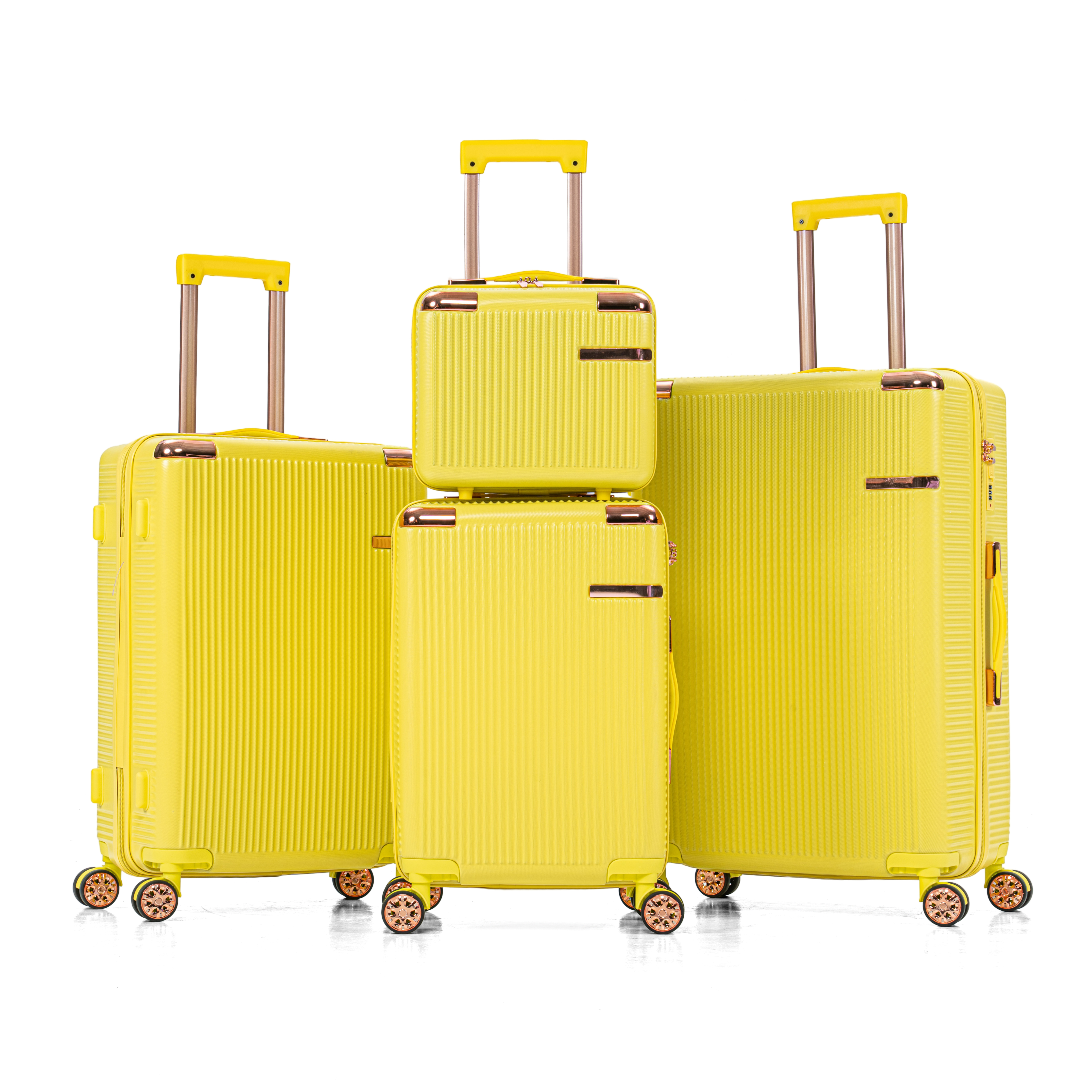 Valise rigide 4 pièces, 4 roues 360°, serrure code