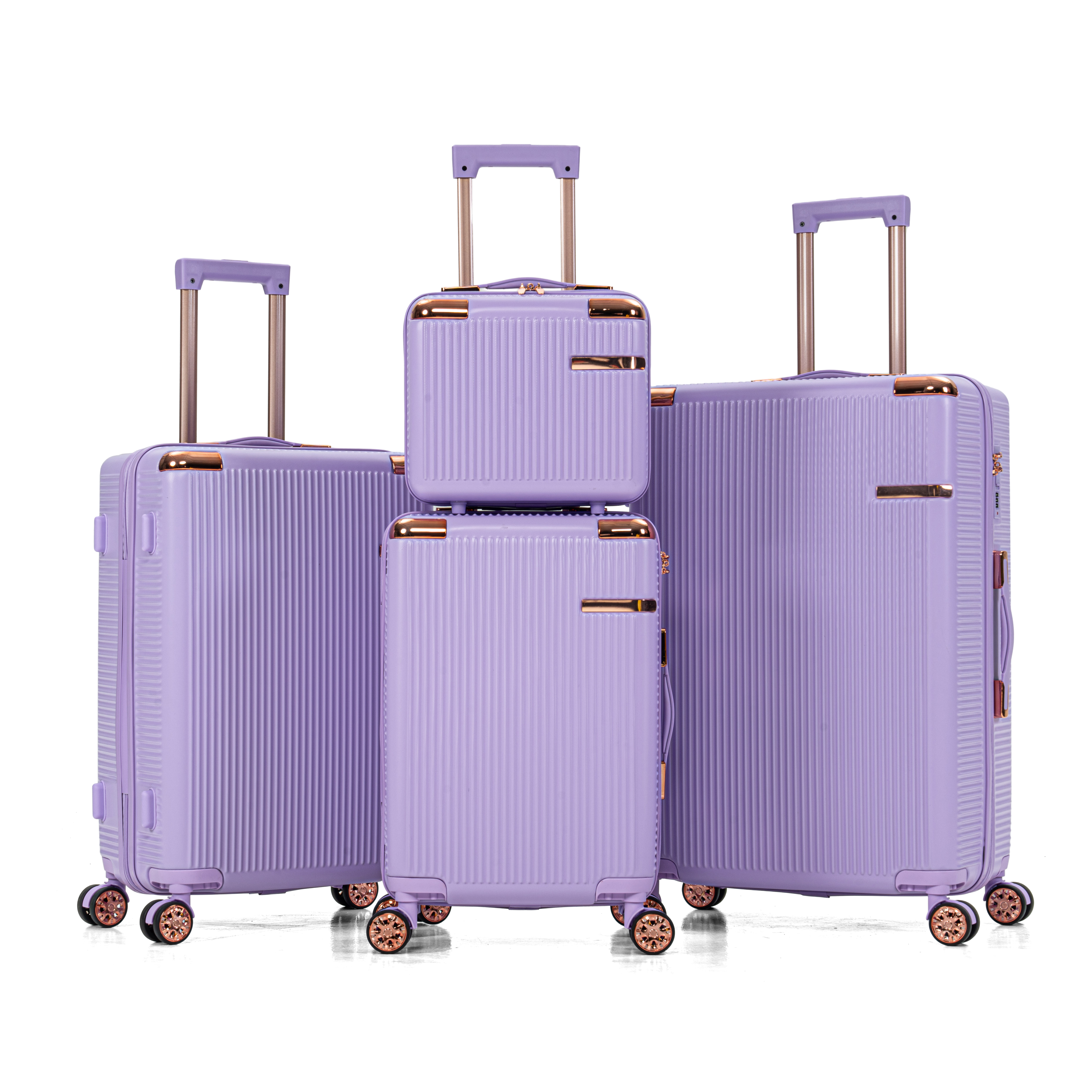 Ensemble bagages rigides 4 pièces, roues pivotantes 360°, serrure