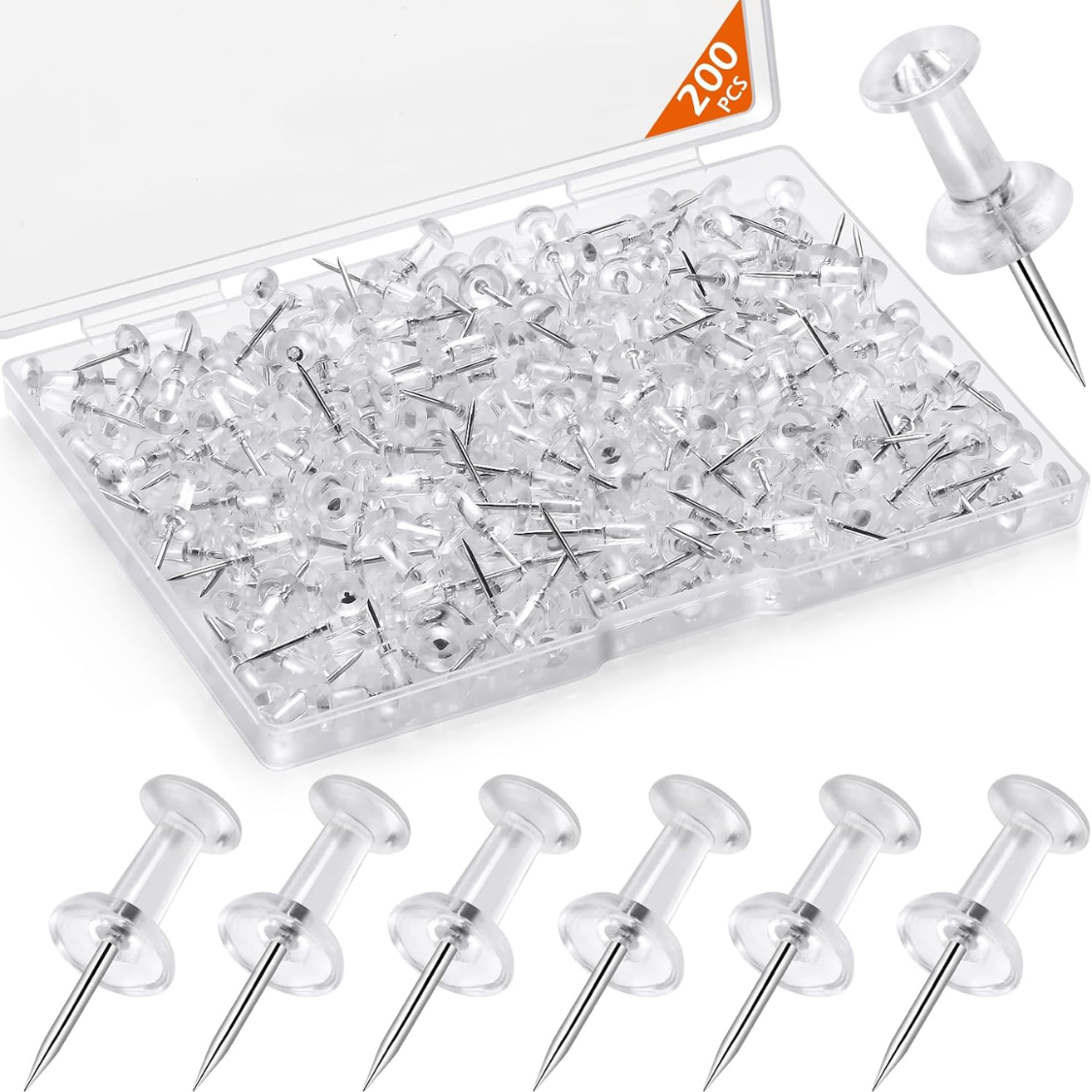 200 épingles punaises tête plastique pointe acier décoratif