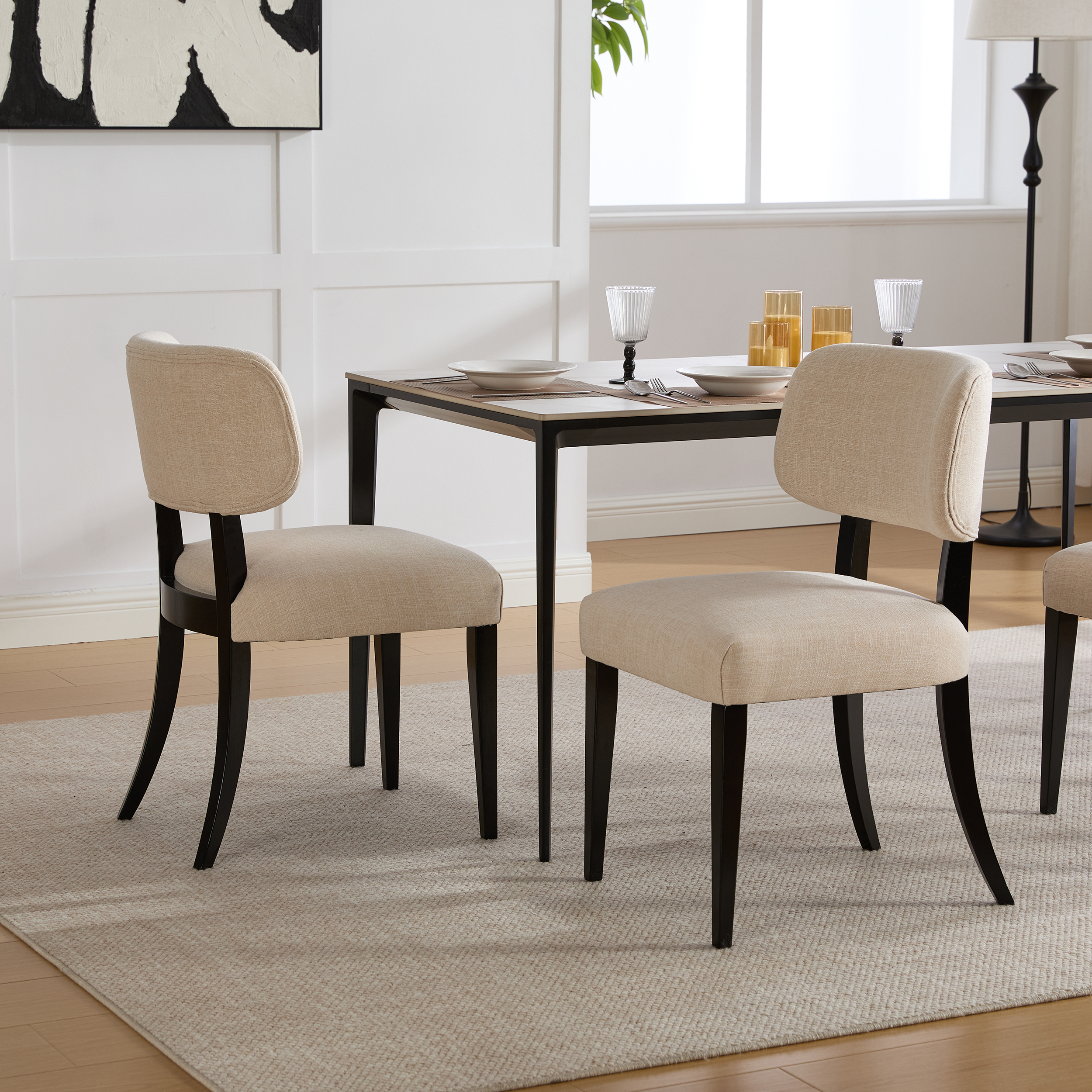 2 chaises salle manger bois tissu ferme