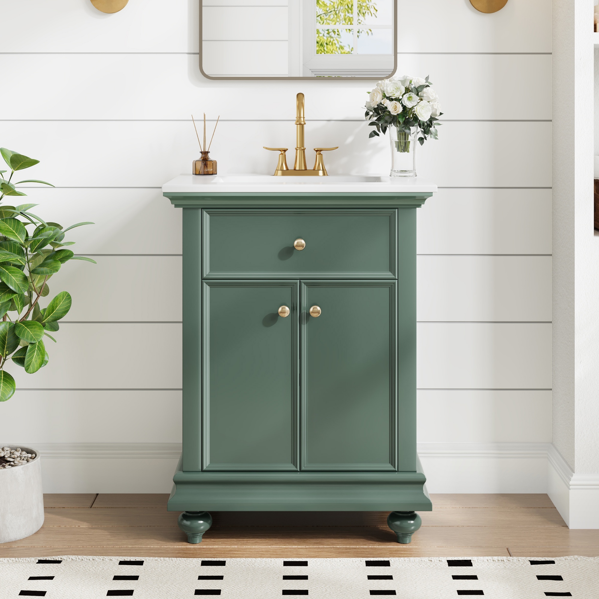 Vanité salle bain 24po tiroir soft-close pieds tournés
