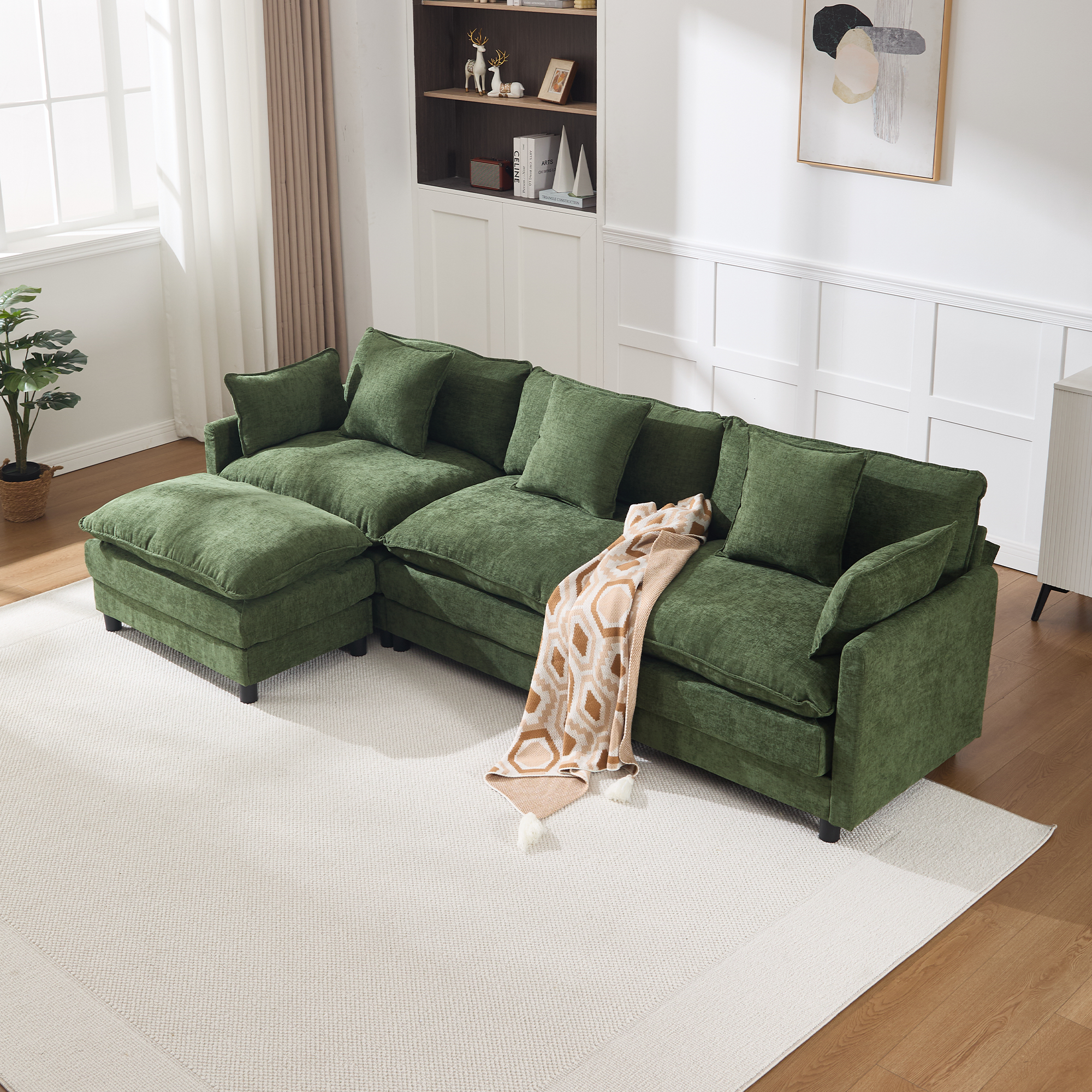 Canapé modulaire L 108" nuage chenille ottoman