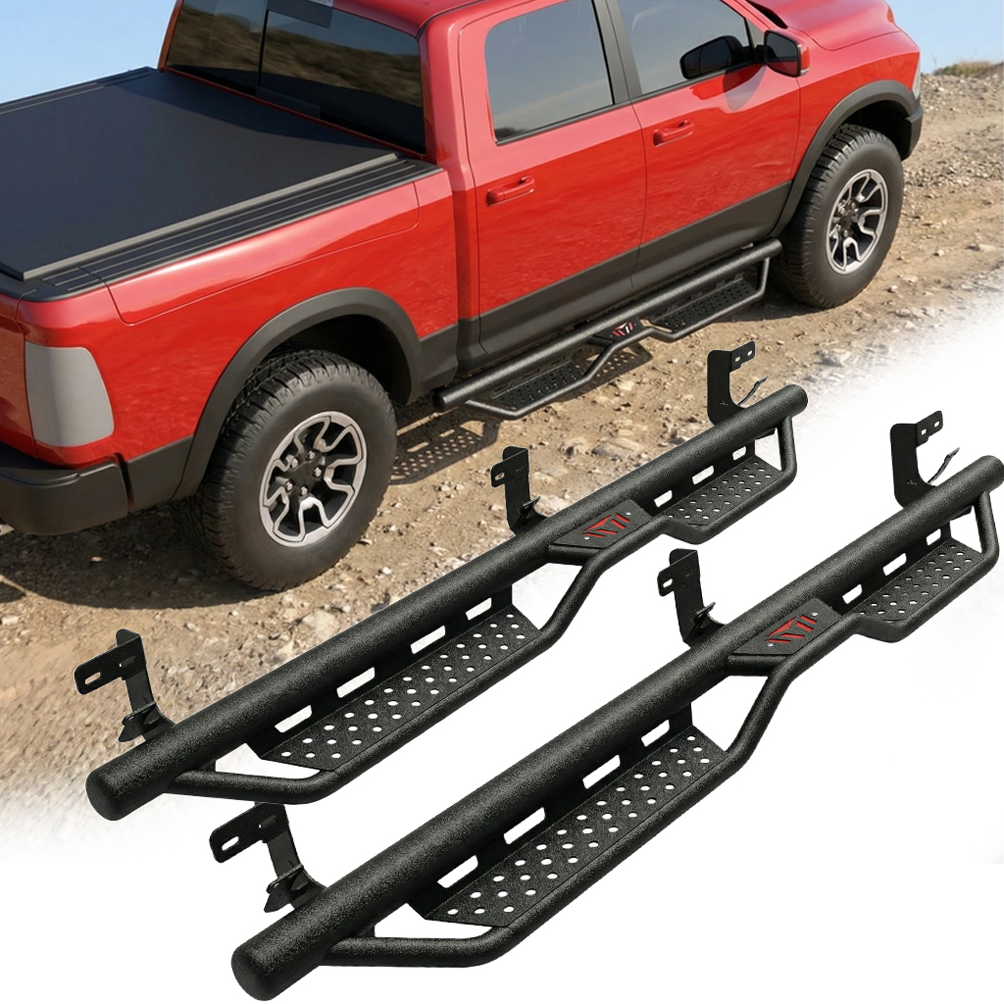 Marches latérales Dodge Ram 1500 2009-26 acier double escalier