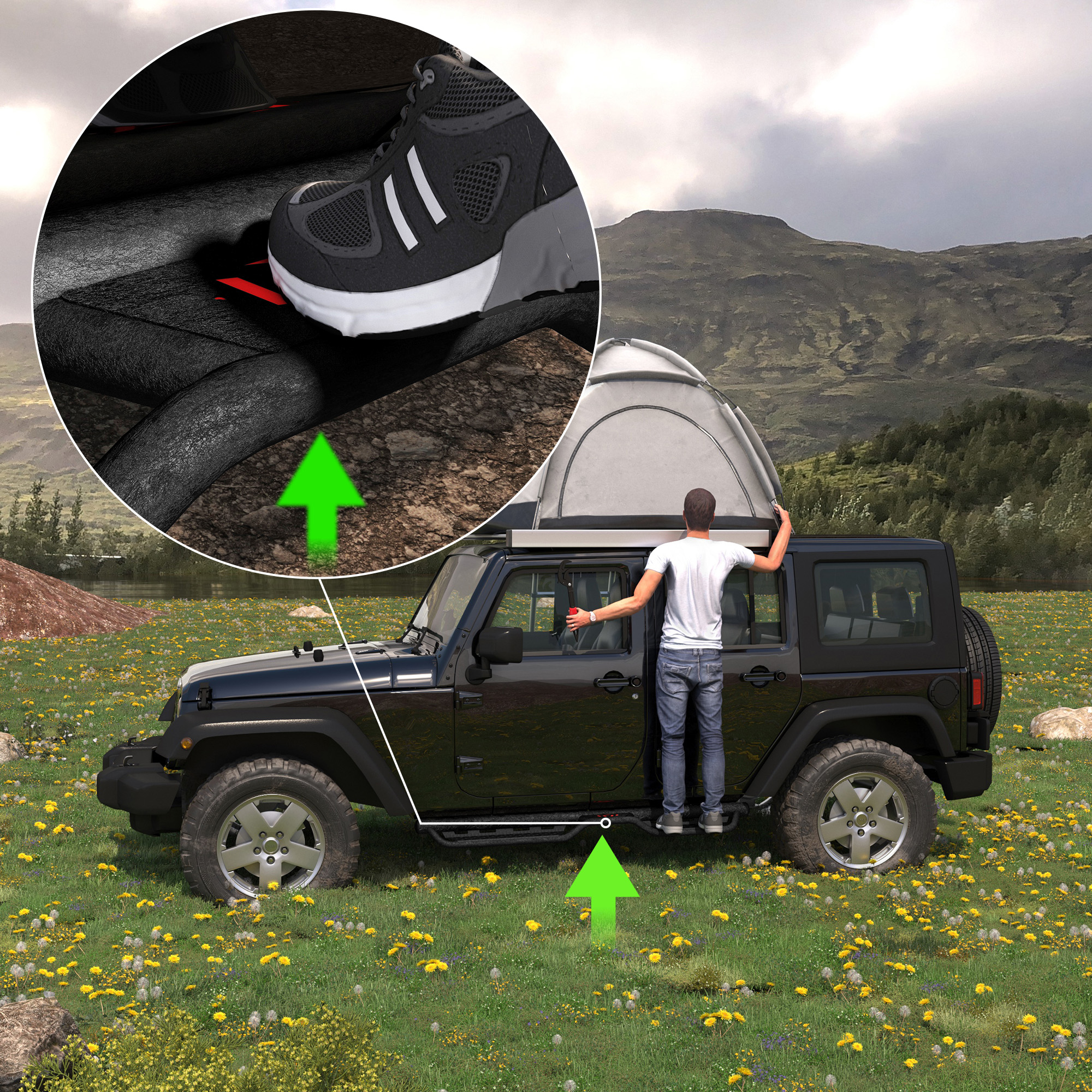 Marchepied pliable Jeep Wrangler JK Unlimited 07-18