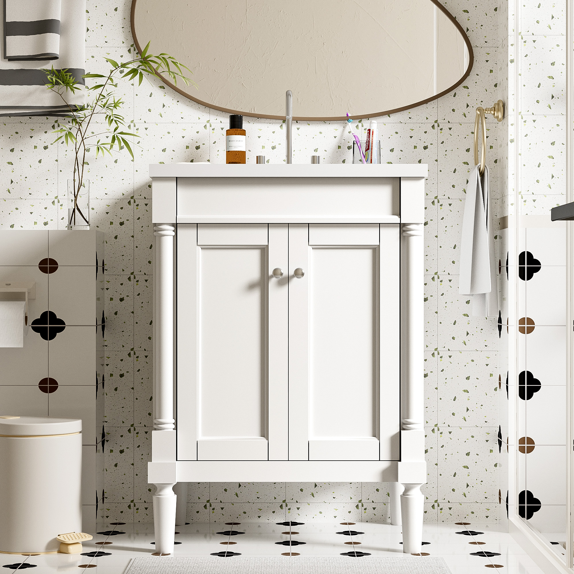 Meuble lavabo salle de bain 24 po moderne 2 étages