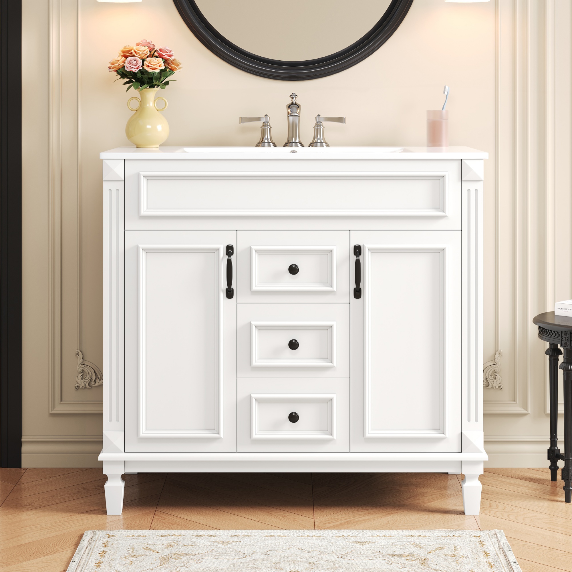 Meuble-lavabo 36'' avec dessus et lavabo, 2 portes soft-close