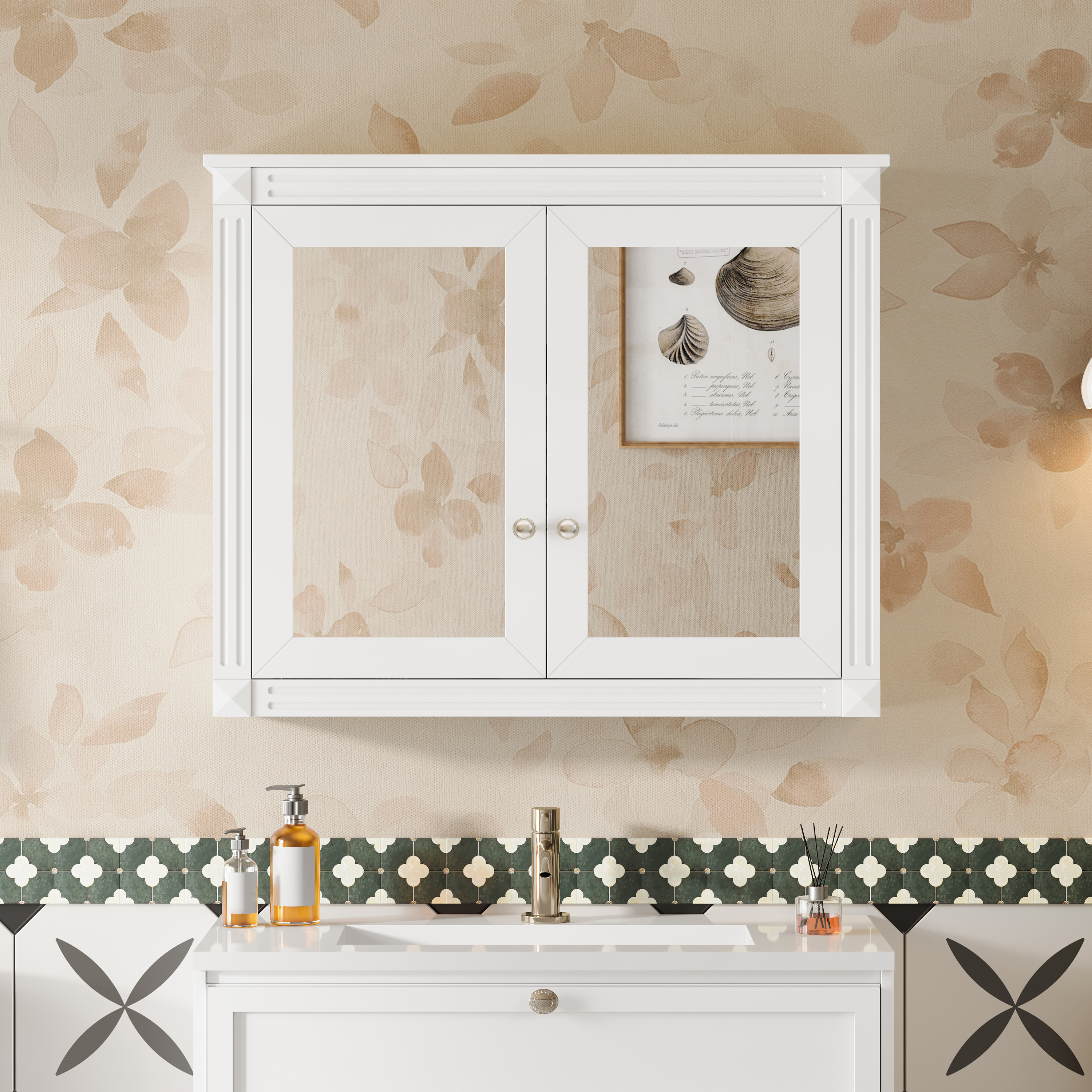 Armoire Pharmacie 36x28po Miroir Mural 2 Tablettes