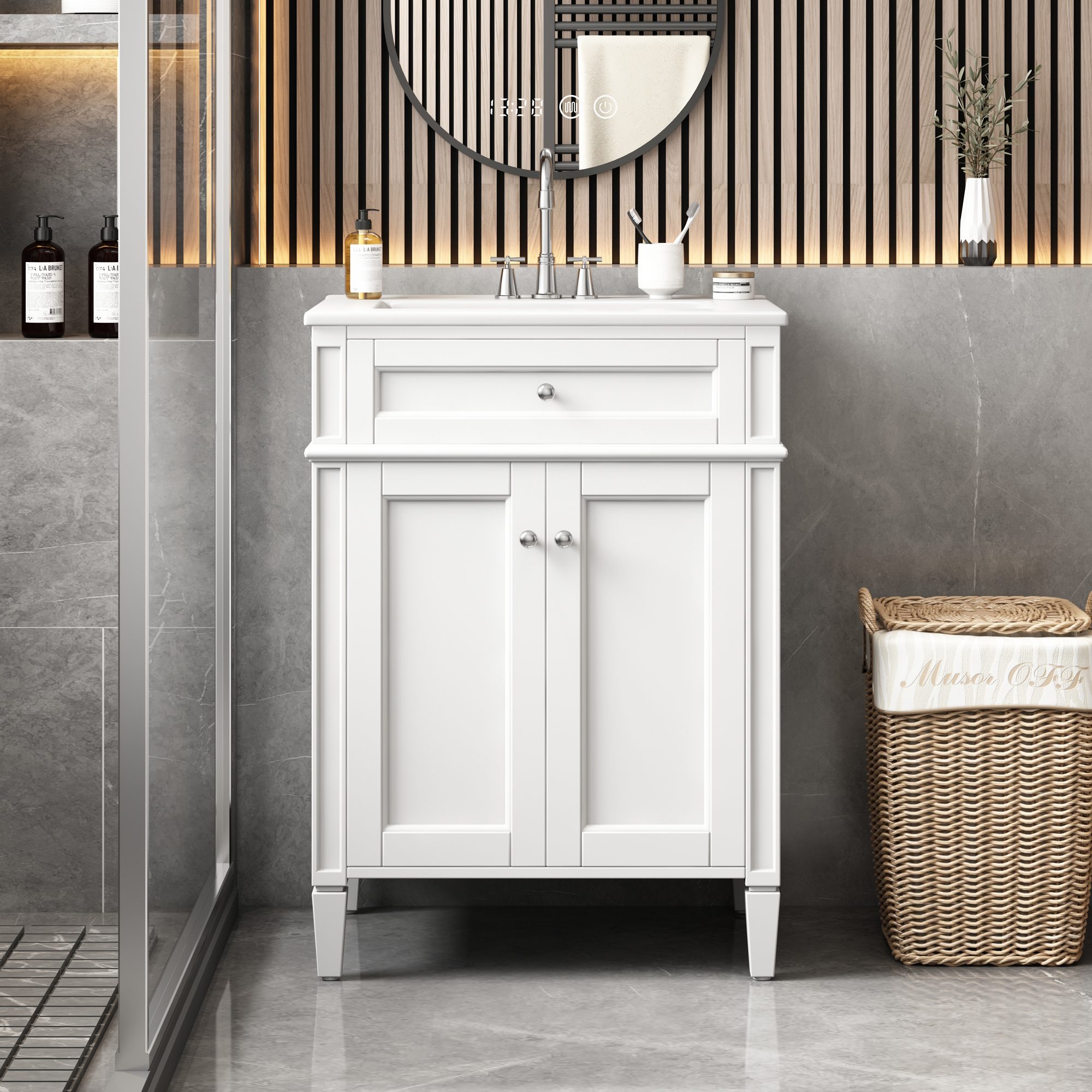 Meuble vanité 24po 2 portes tiroir, salle de bain, fermeture douce