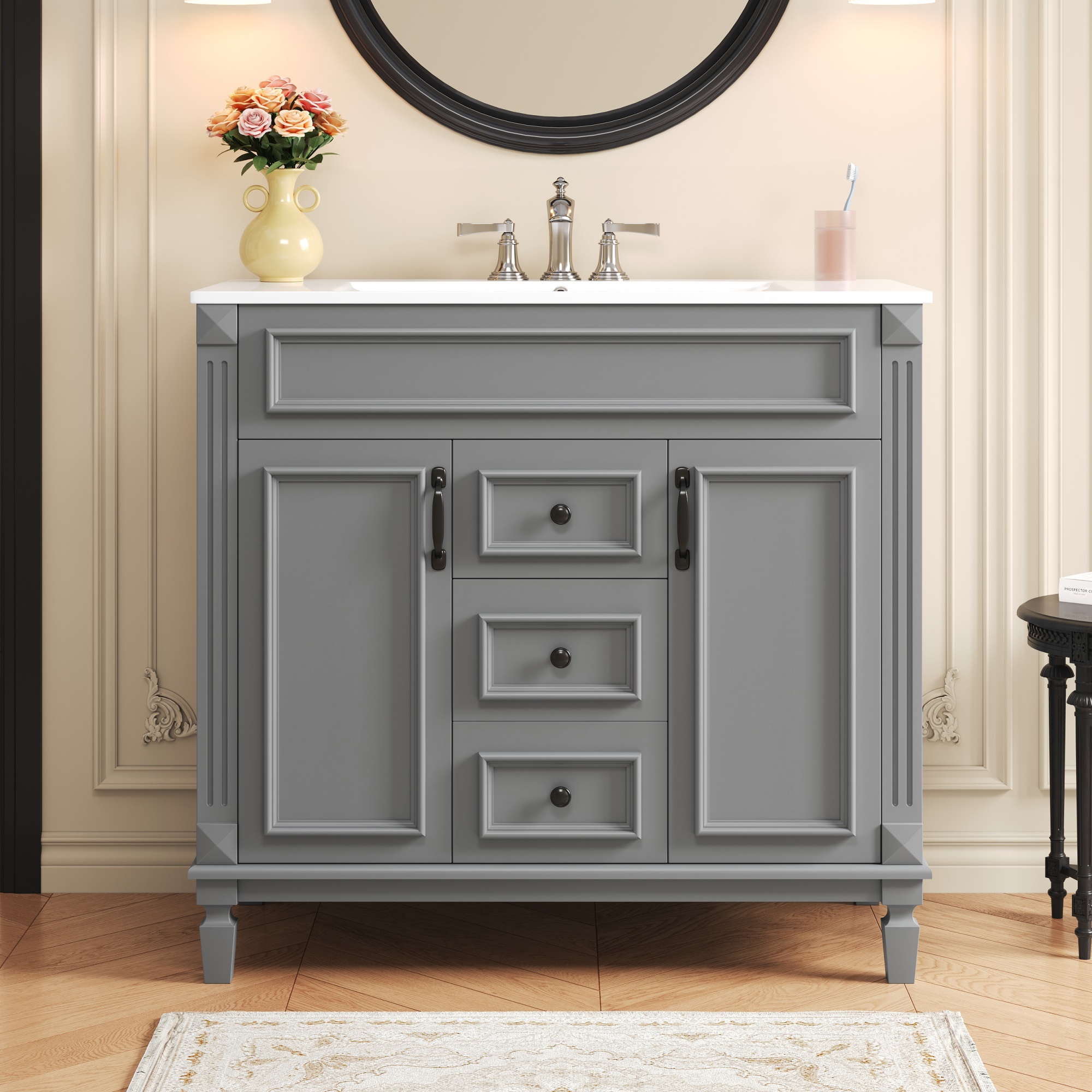 Meuble-lavabo 36'' avec dessus et lavabo, 2 portes soft-close