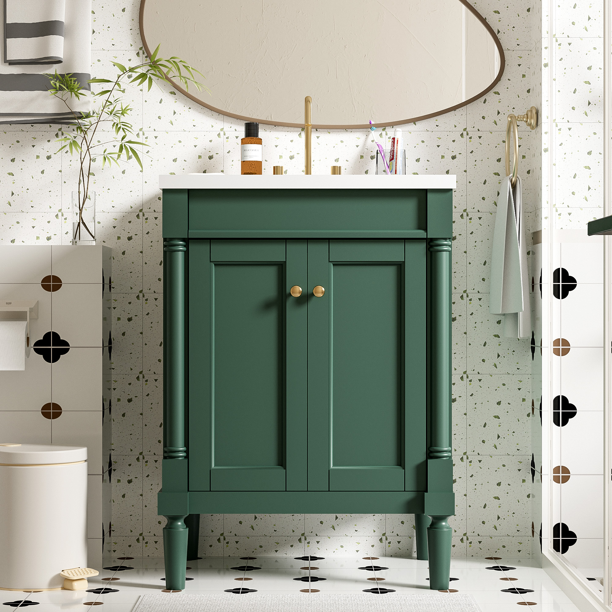 Meuble lavabo salle de bain 24 po moderne 2 étages
