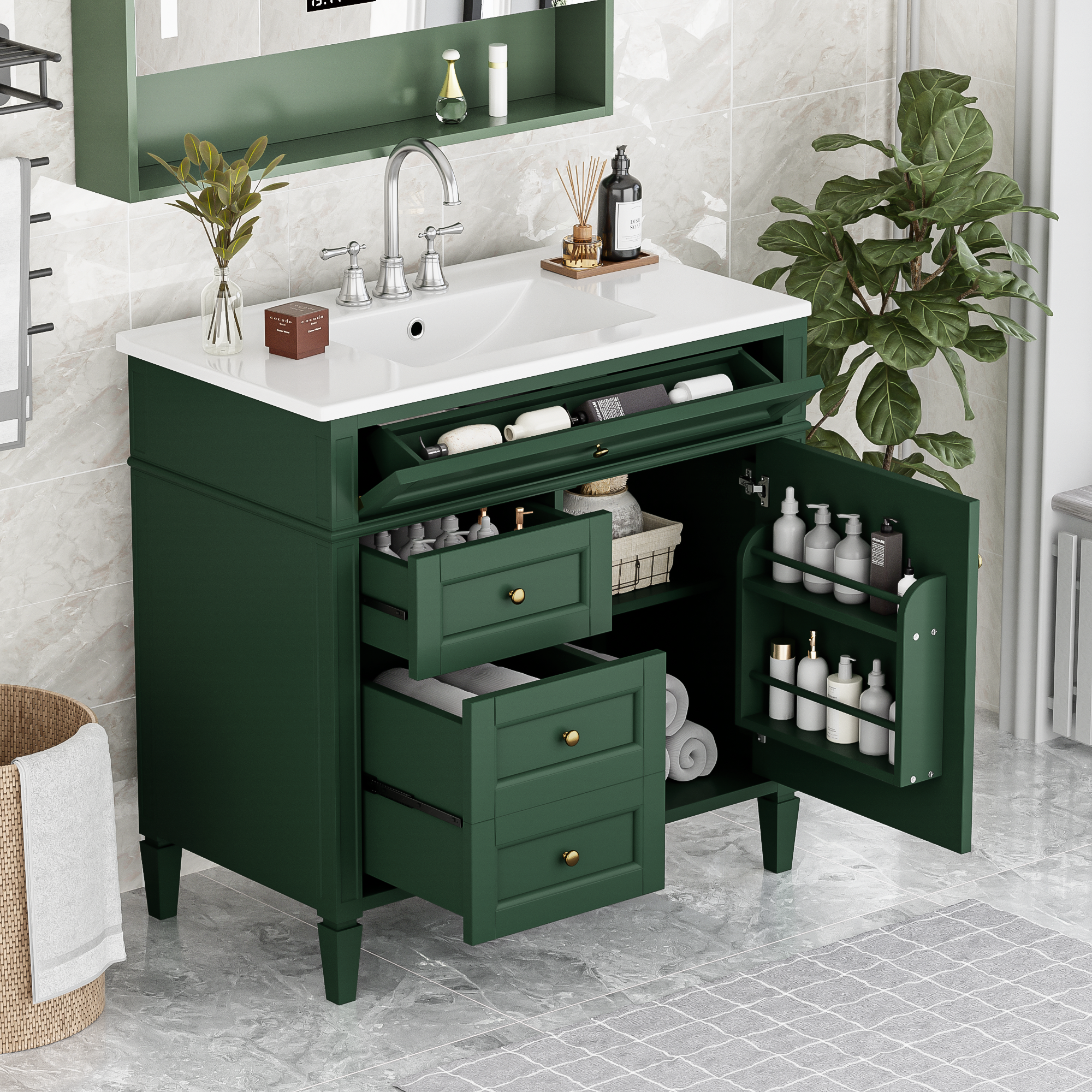 Vanité salle bain 36po 2 tiroirs évier simple