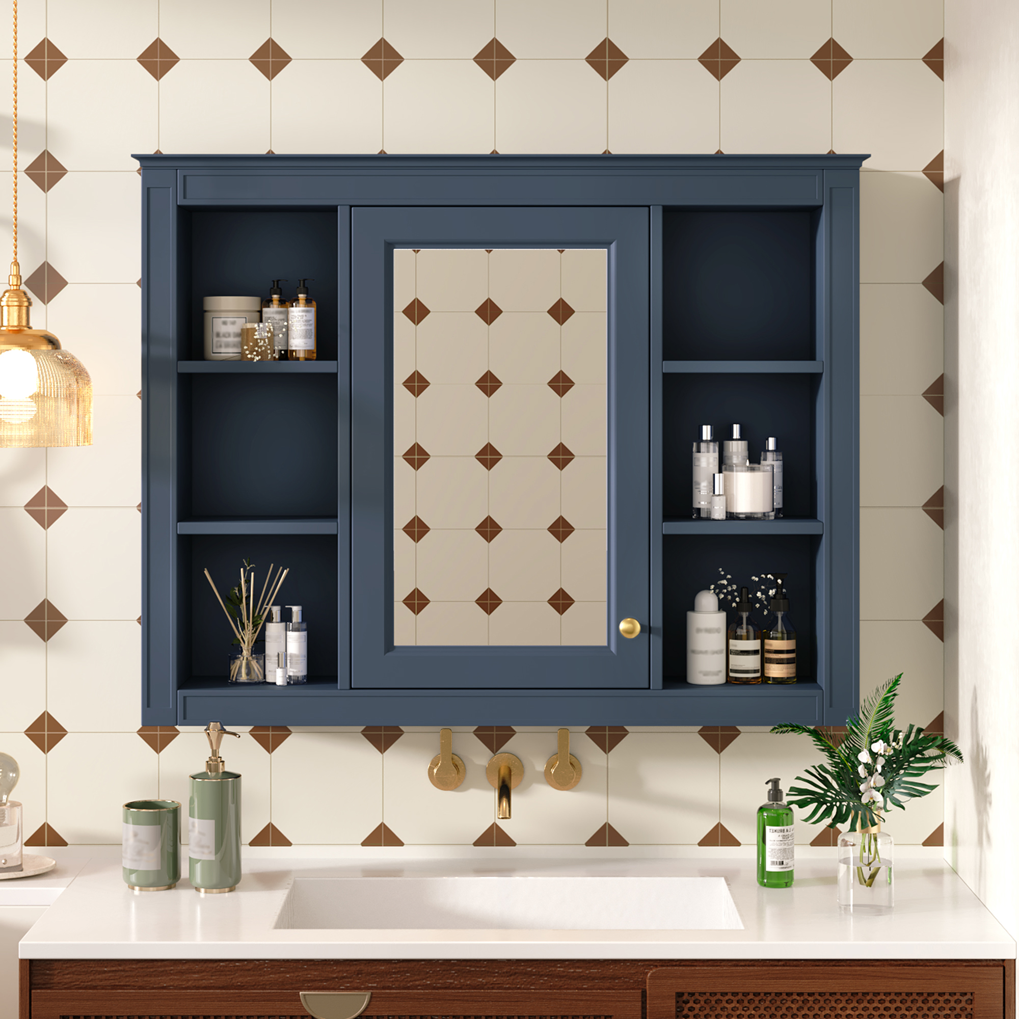 Armoire pharmacie 35"x28" miroir 6 tablettes