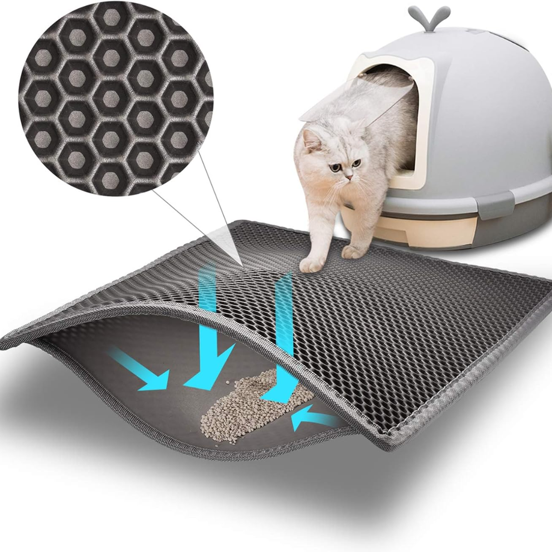 Tapis litière chat 2 couches imperméable antiurine, 1 pcs