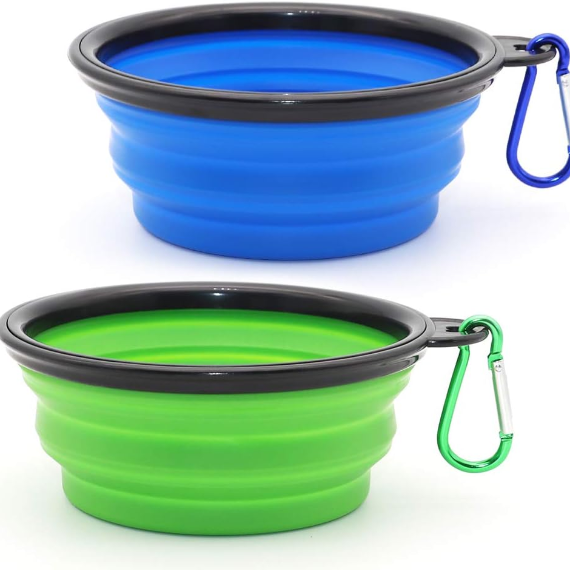 Bols animaux pliables 2 pièces - Portable avec mousquetons