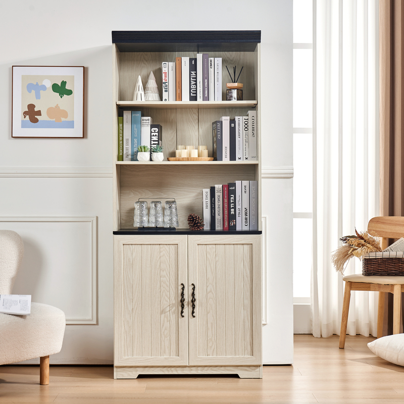 Armoire rangement 70,86" 5 étages portes grange, MDF