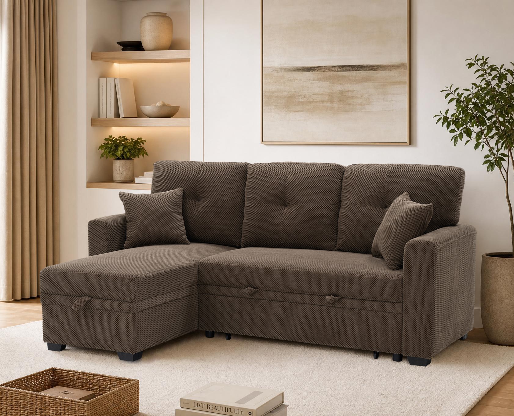 Sofa convertible sectionnel lit, méridienne réversible