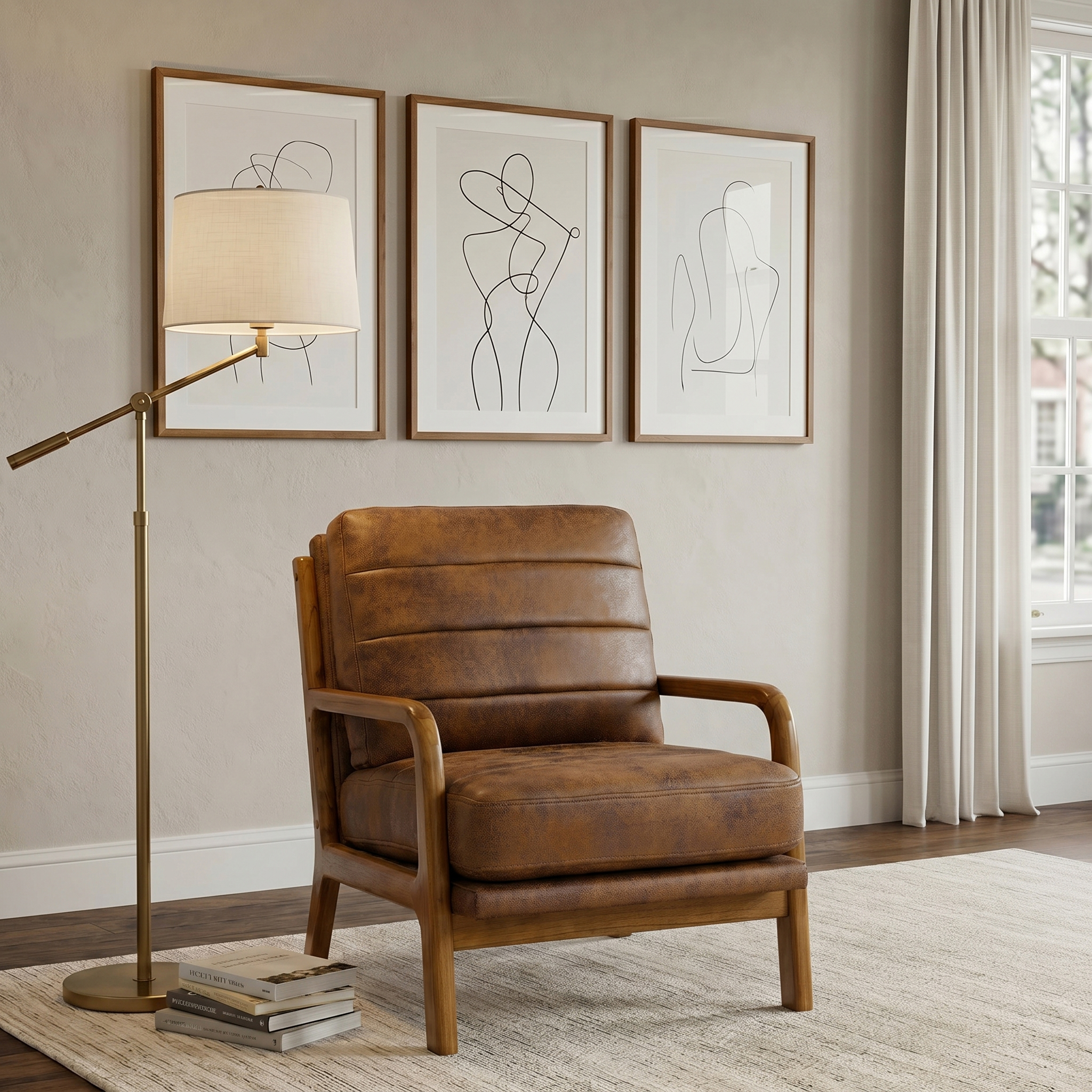 Fauteuil bois tissu foil