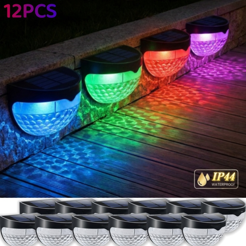 12 lampes solaires clôture RVB éclairage terrasse étanche