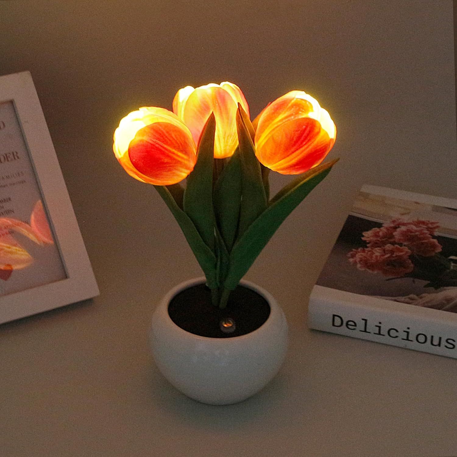 Lampe Tulip LED avec vase, décoration de bureau, USB