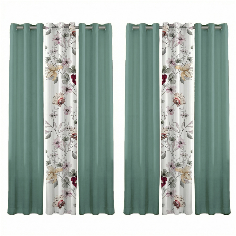 Ensemble 6 rideaux vert sauge botanique 1,6po