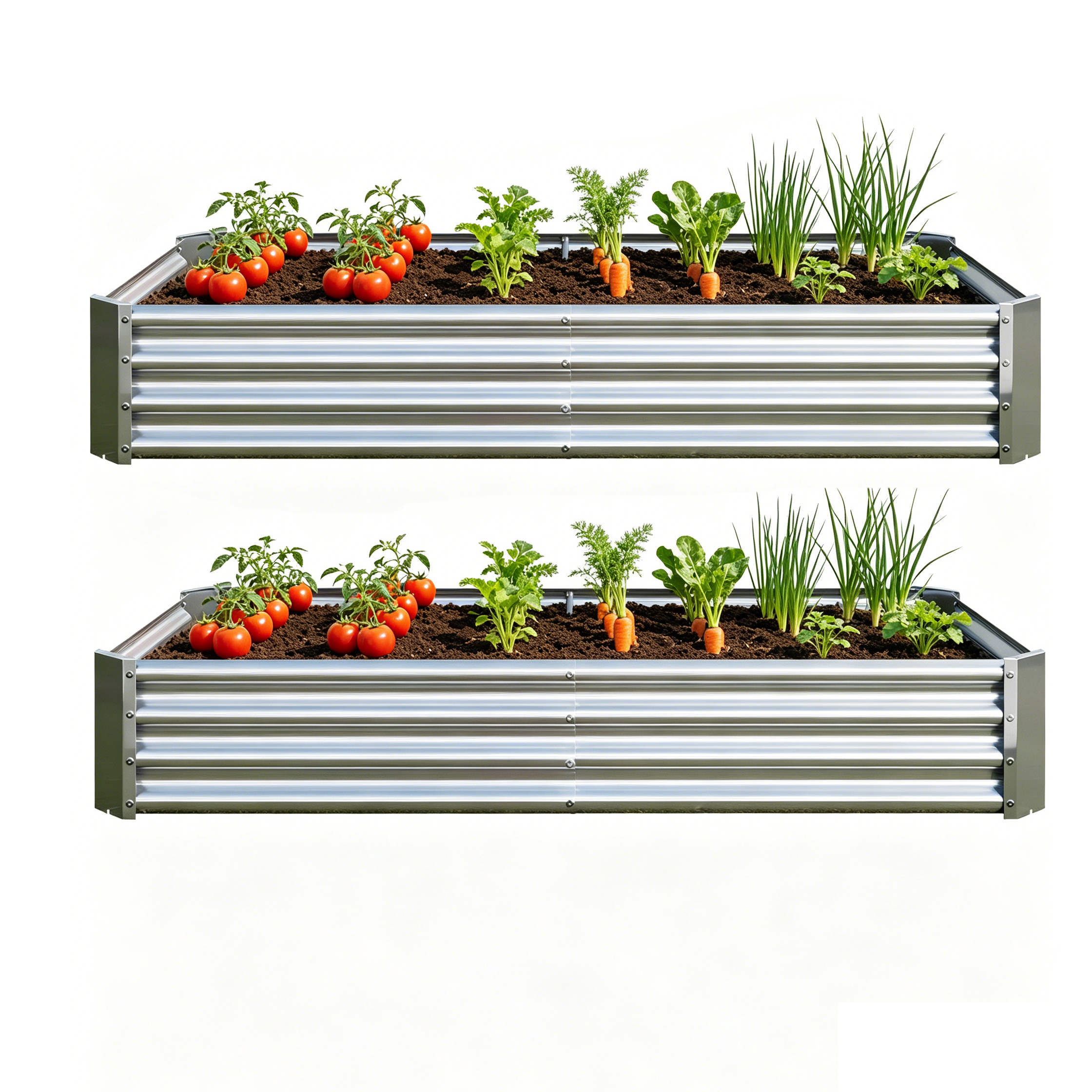2 bacs de jardin métal surélevés 6x3x1pi argent