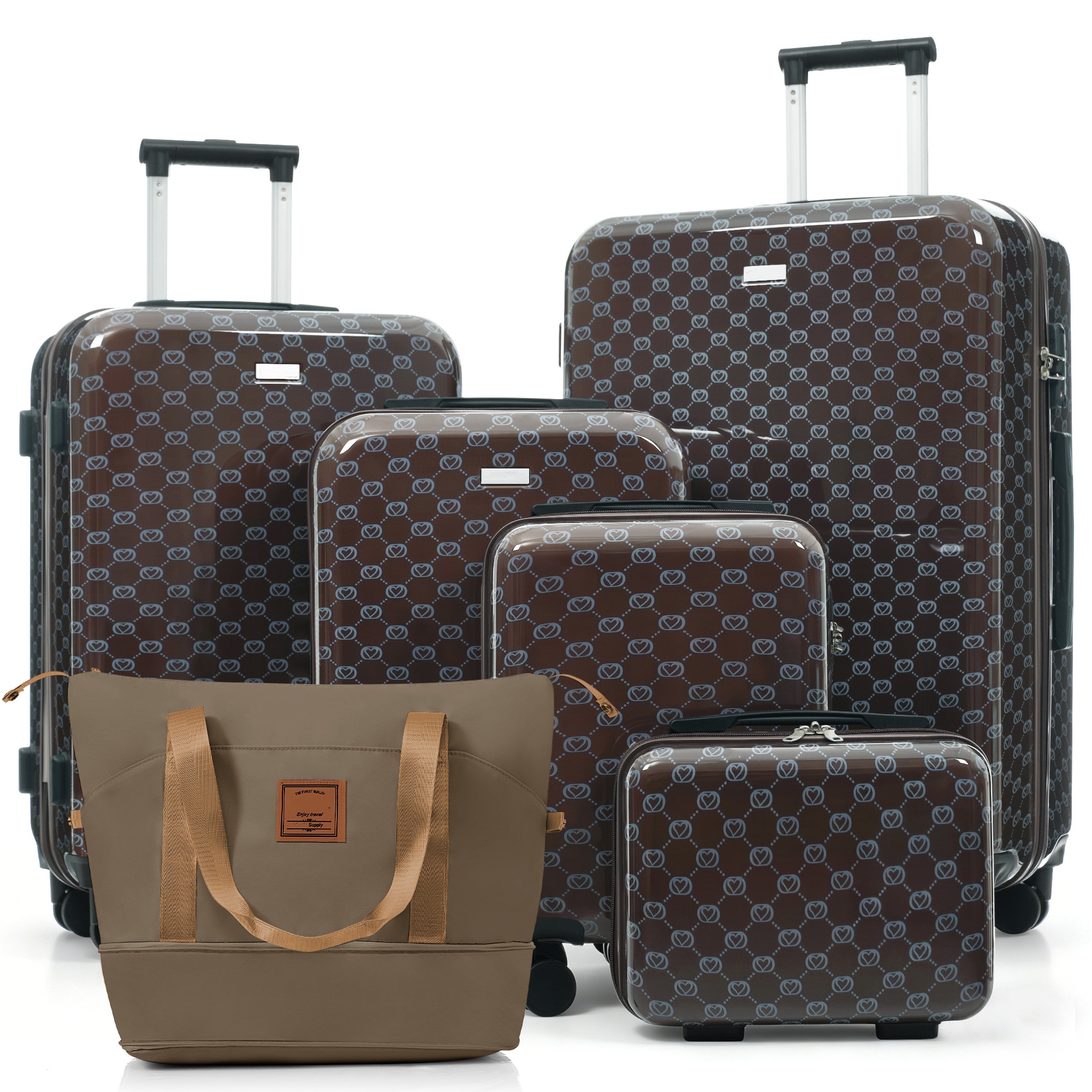 Ensemble bagages 6 pièces, 14-28", ABS, serrure TSA, marron