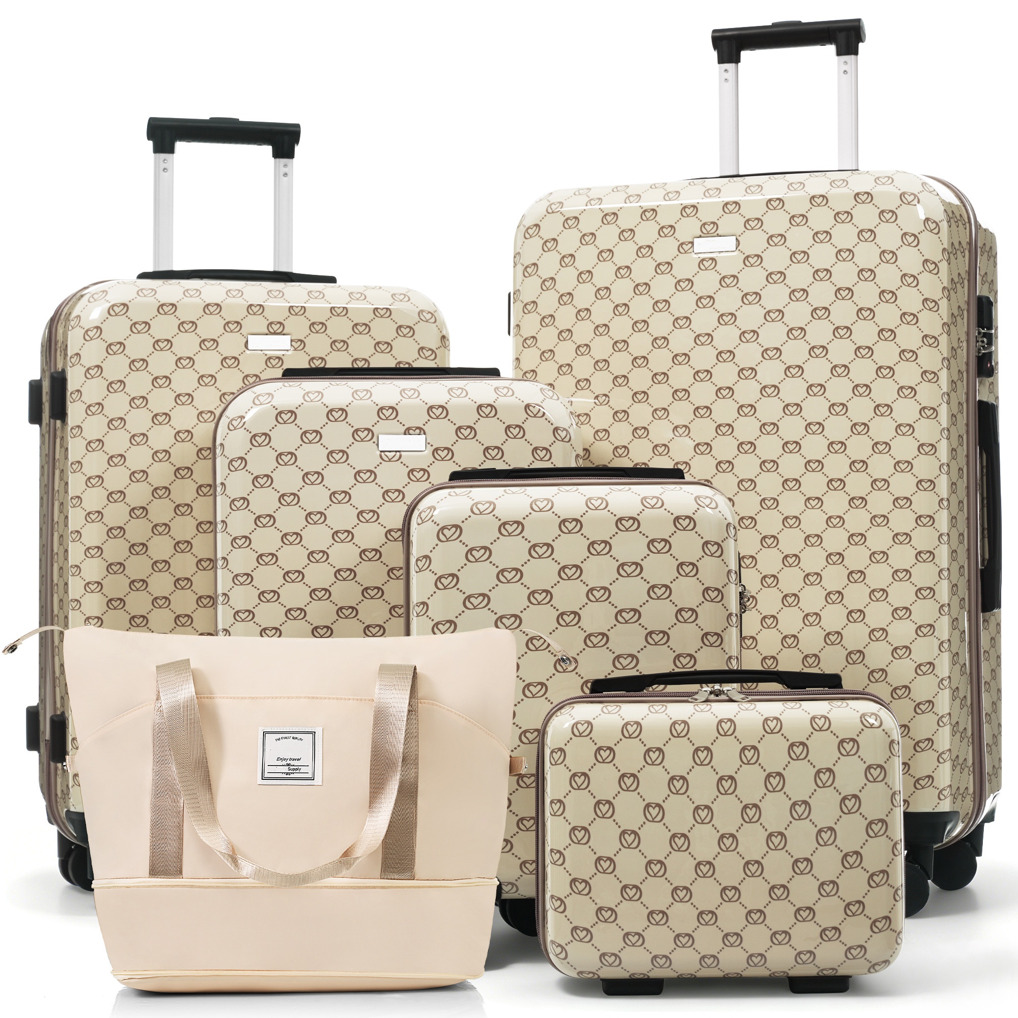 Ensemble bagages 6 pièces, 14-28", ABS, serrure TSA, kaki
