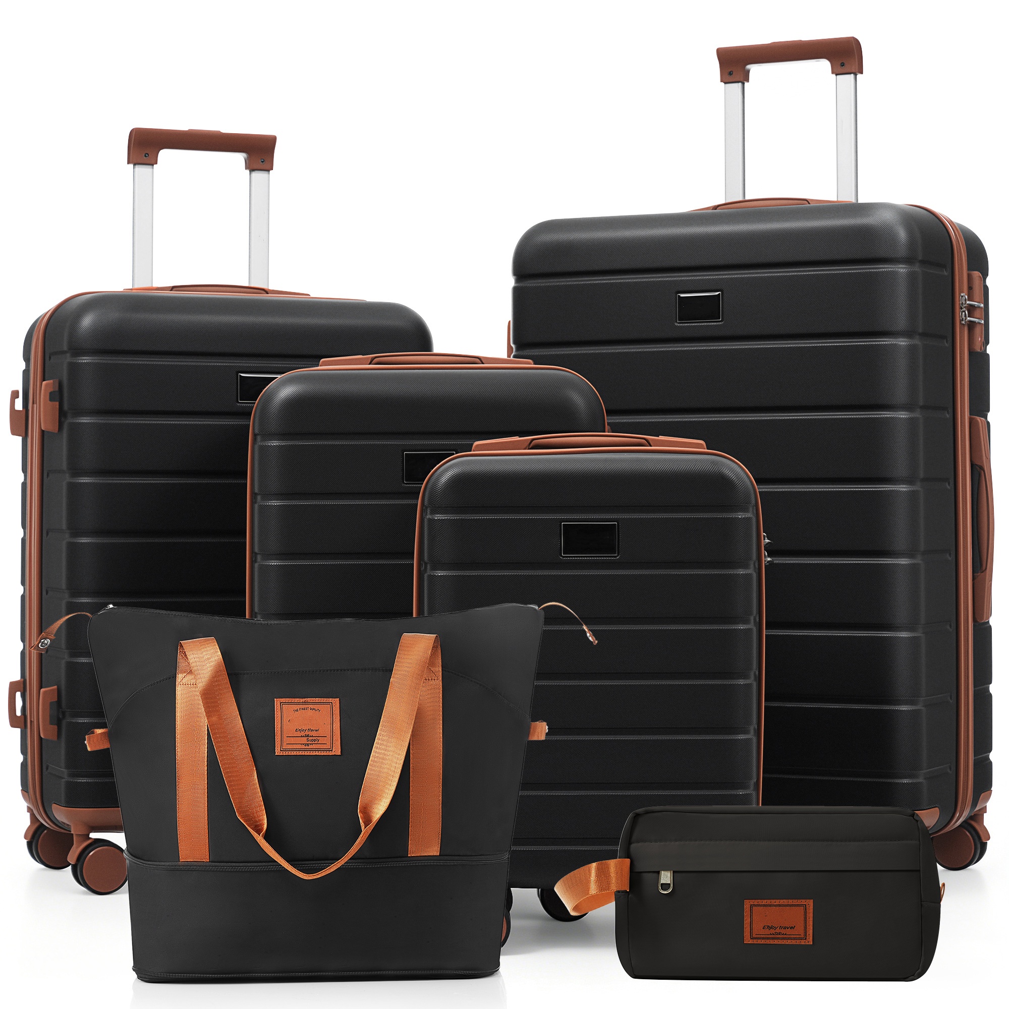 Ensemble valises 6 pièces TSA 16-28 po noir/brun