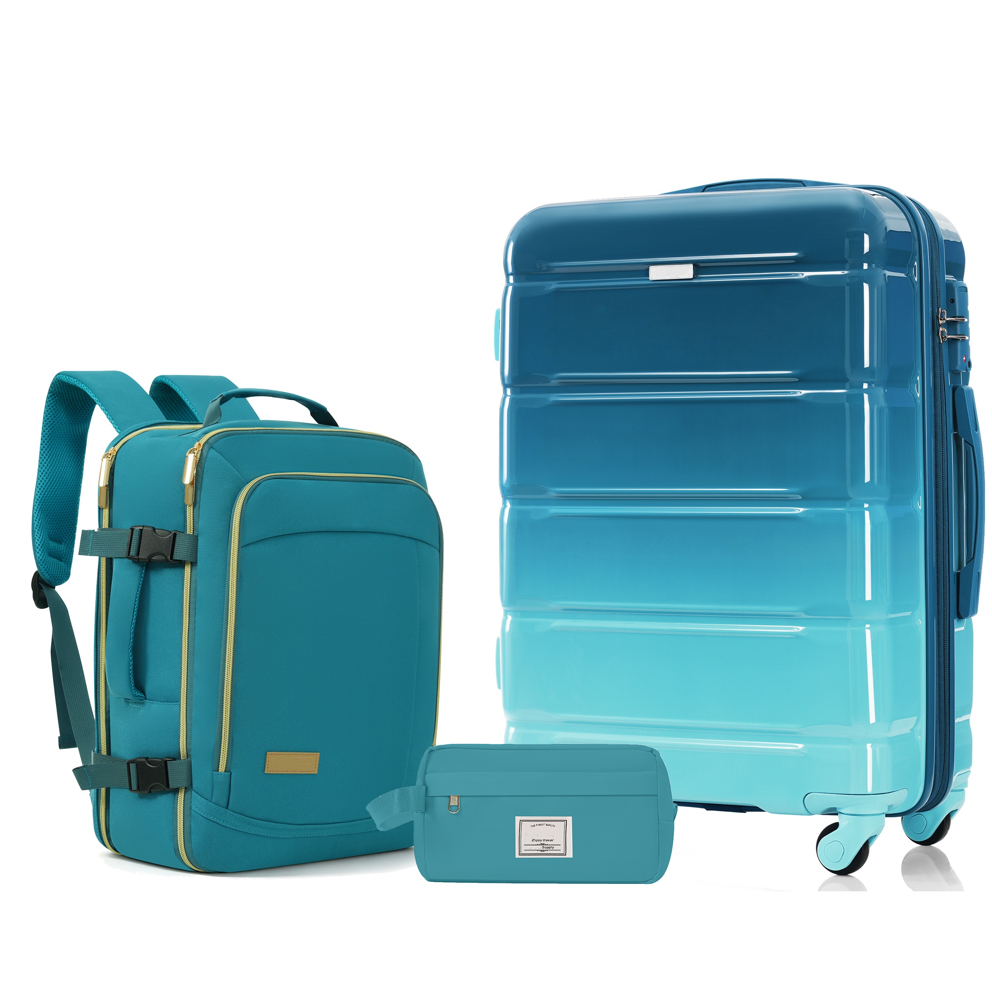 Ensemble 3 bagages 24po serrure TSA bleu