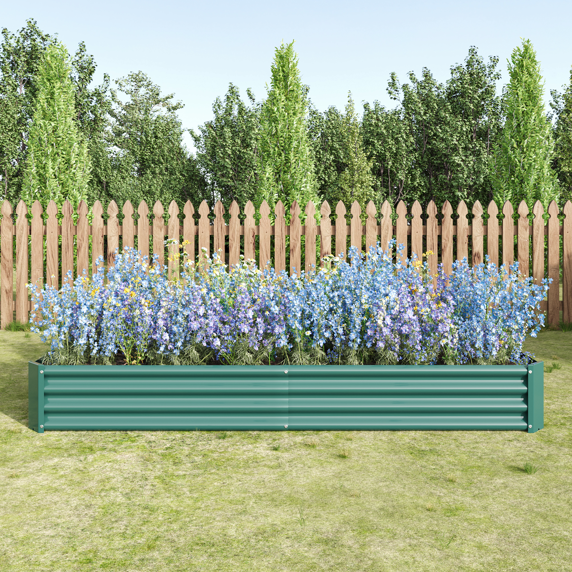 2 bacs jardin surélevés métal 8x4x1pi vert
