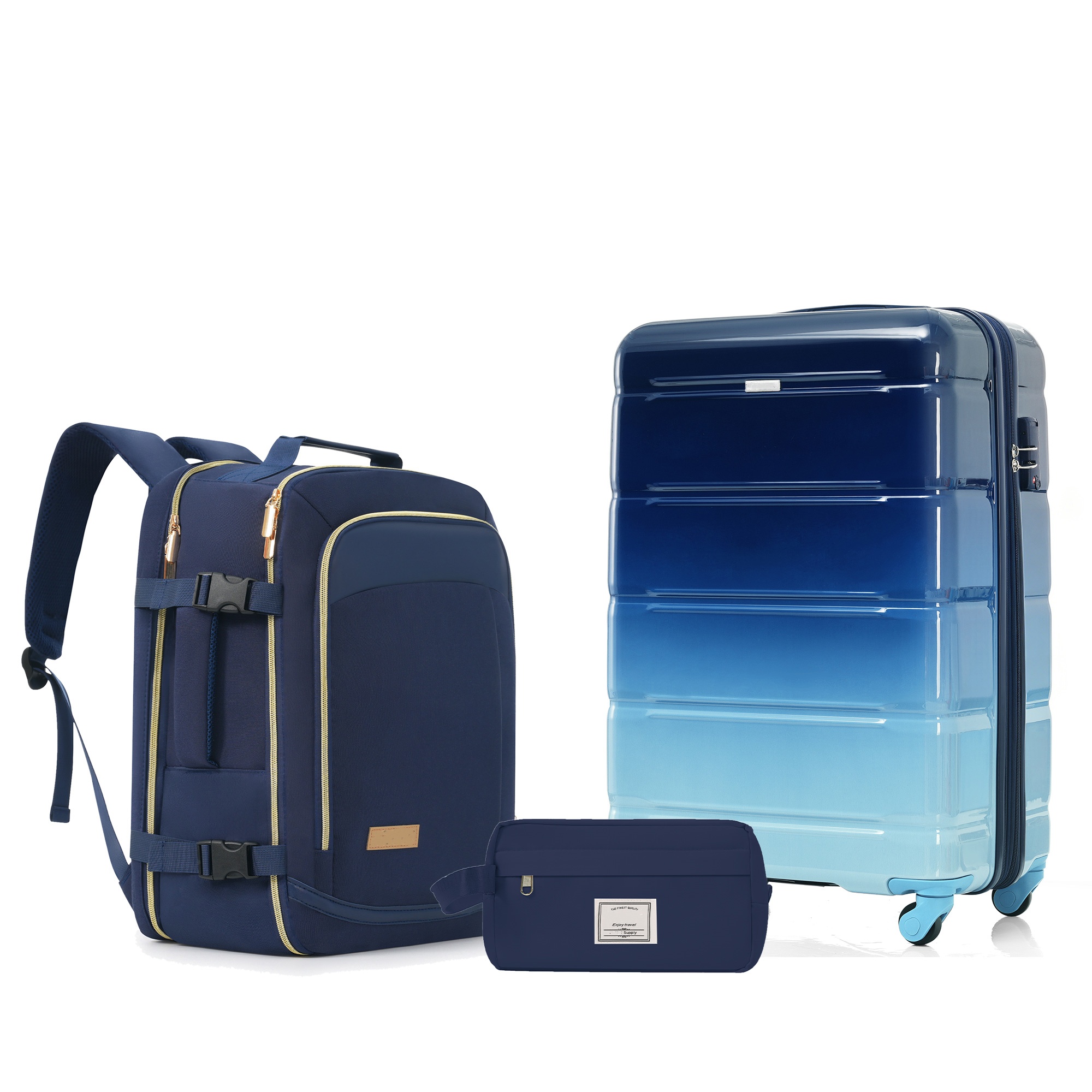 Ensemble 3 bagages 20 po TSA navy bleu marine