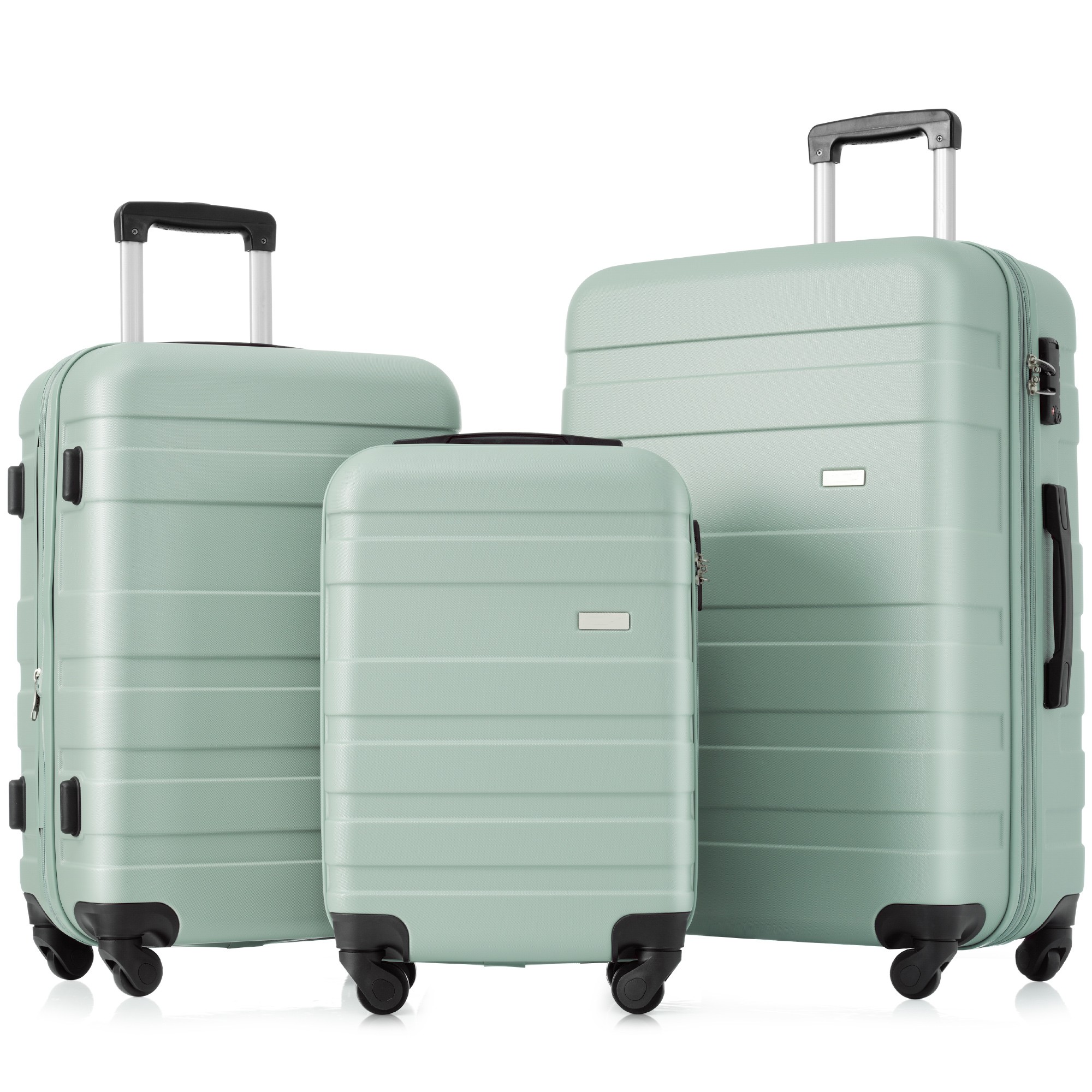 Ensemble valises ABS 3 pièces hardside vert, Roulettes