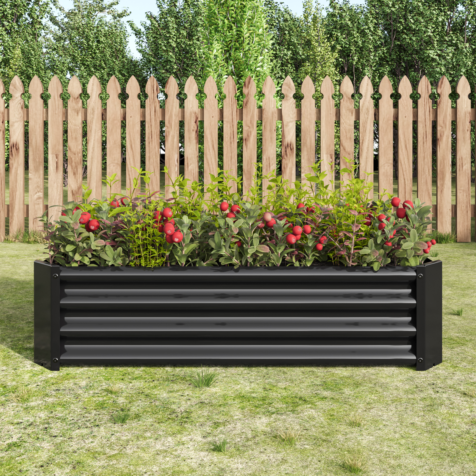 Jardinière surélevée métal noir 4x2x1 pi légumes fleurs herbes