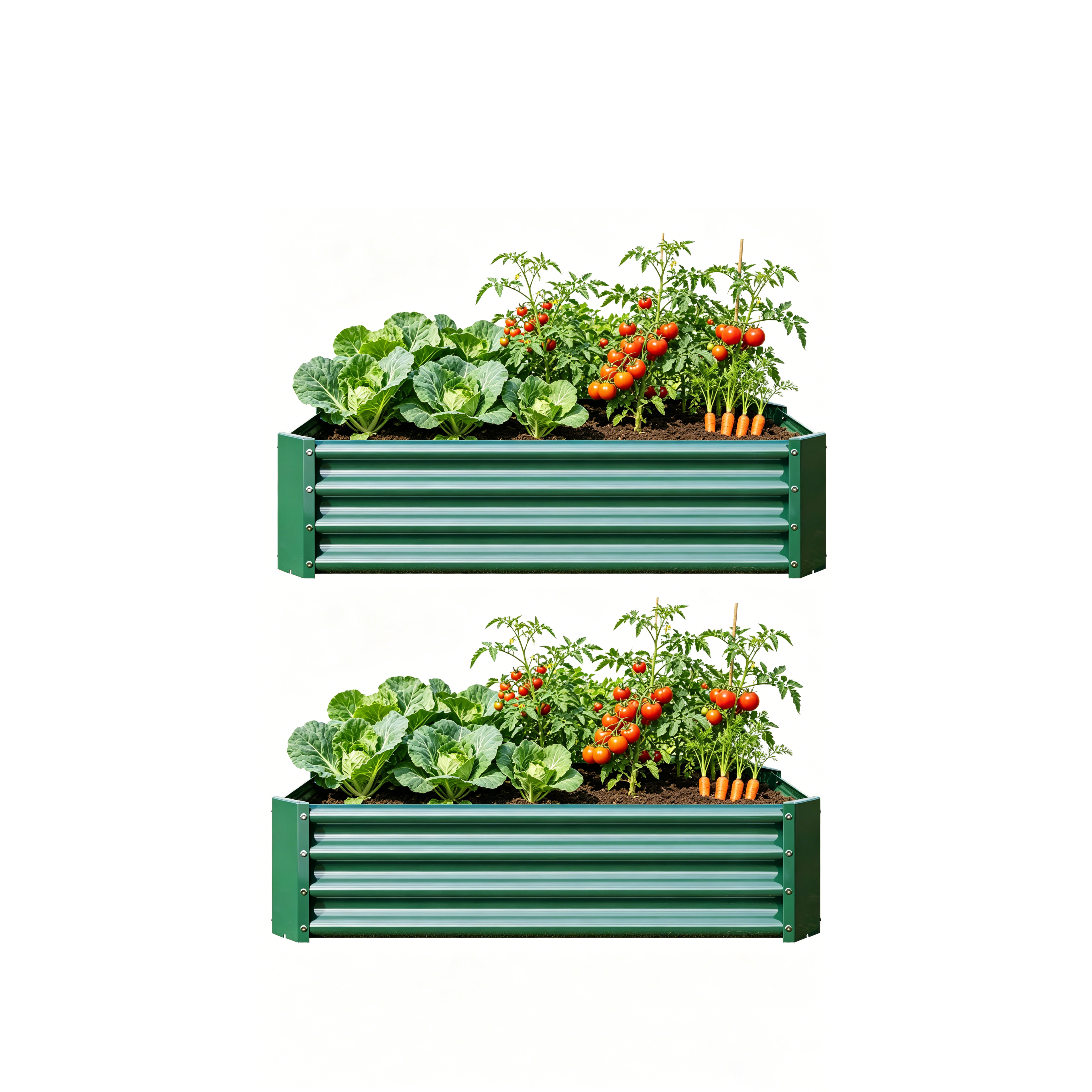 2 lits surélevés jardin métal 4x2x1pi vert rectangle