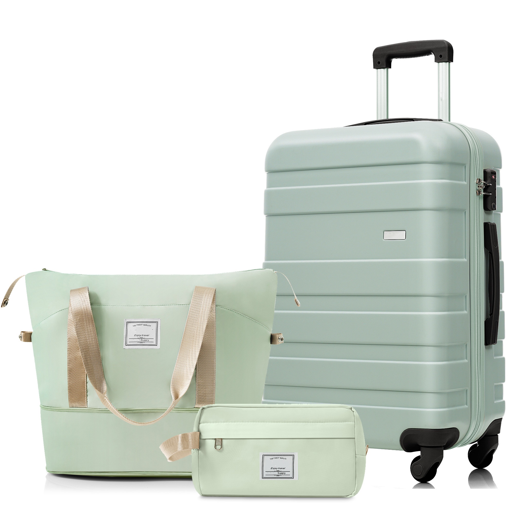 Ensemble bagages 3 pièces, valise 24", vert