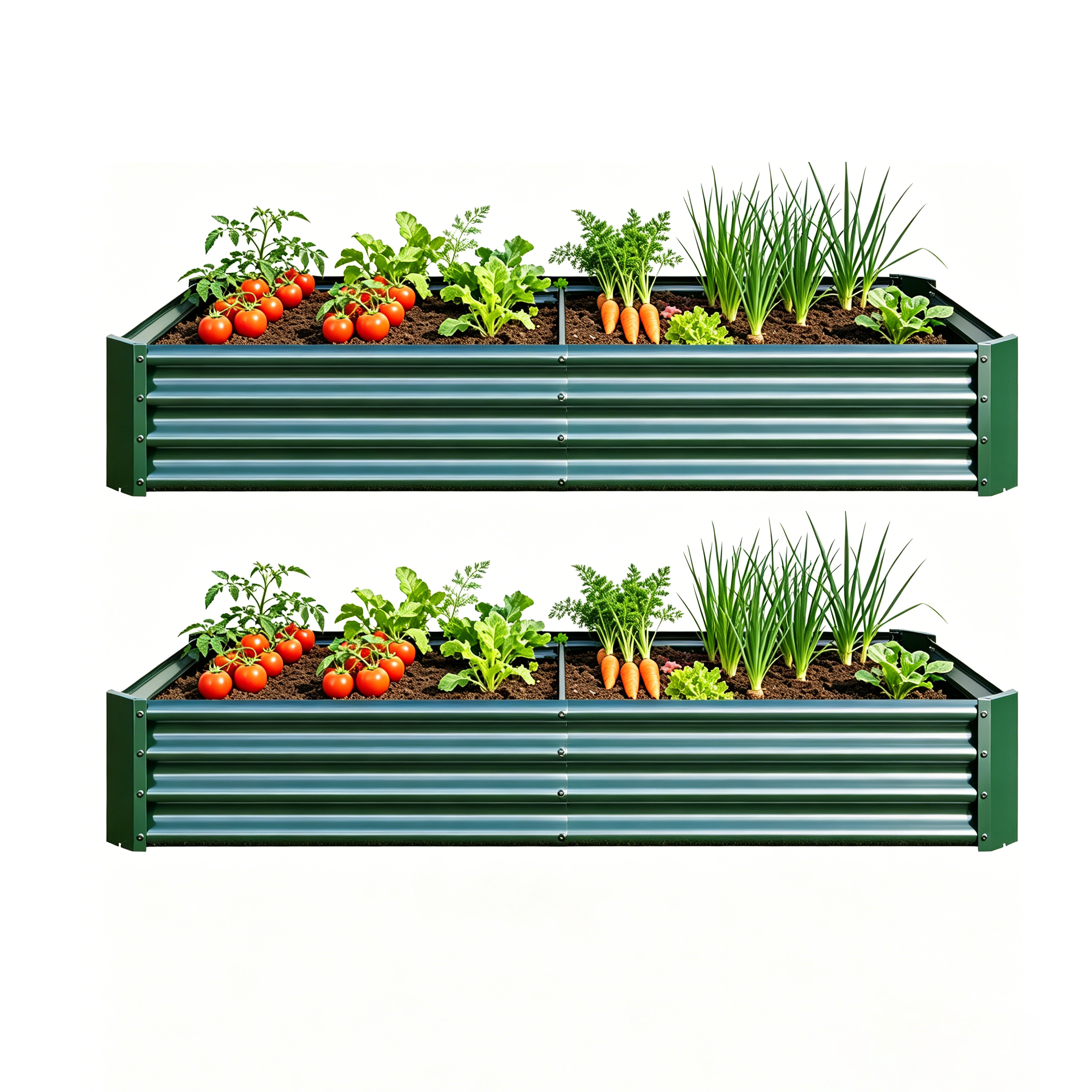 Bacs jardin métal 6x3x1pi rectangle vert 2pc