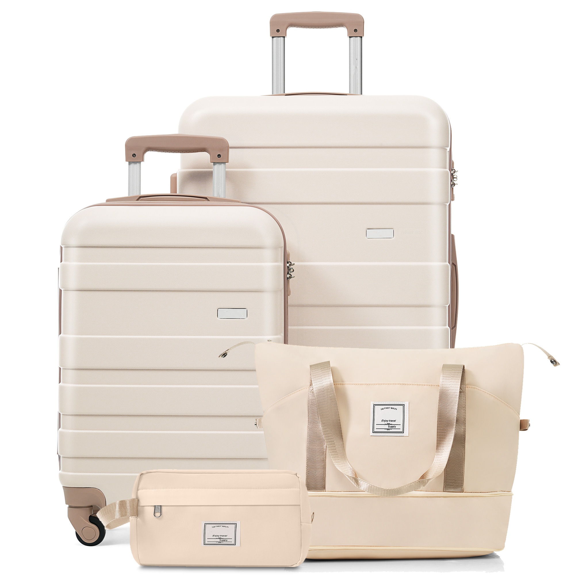 Ensemble Bagages 4 Pièces Valise 20 po 28 po TSA Ivoire Or