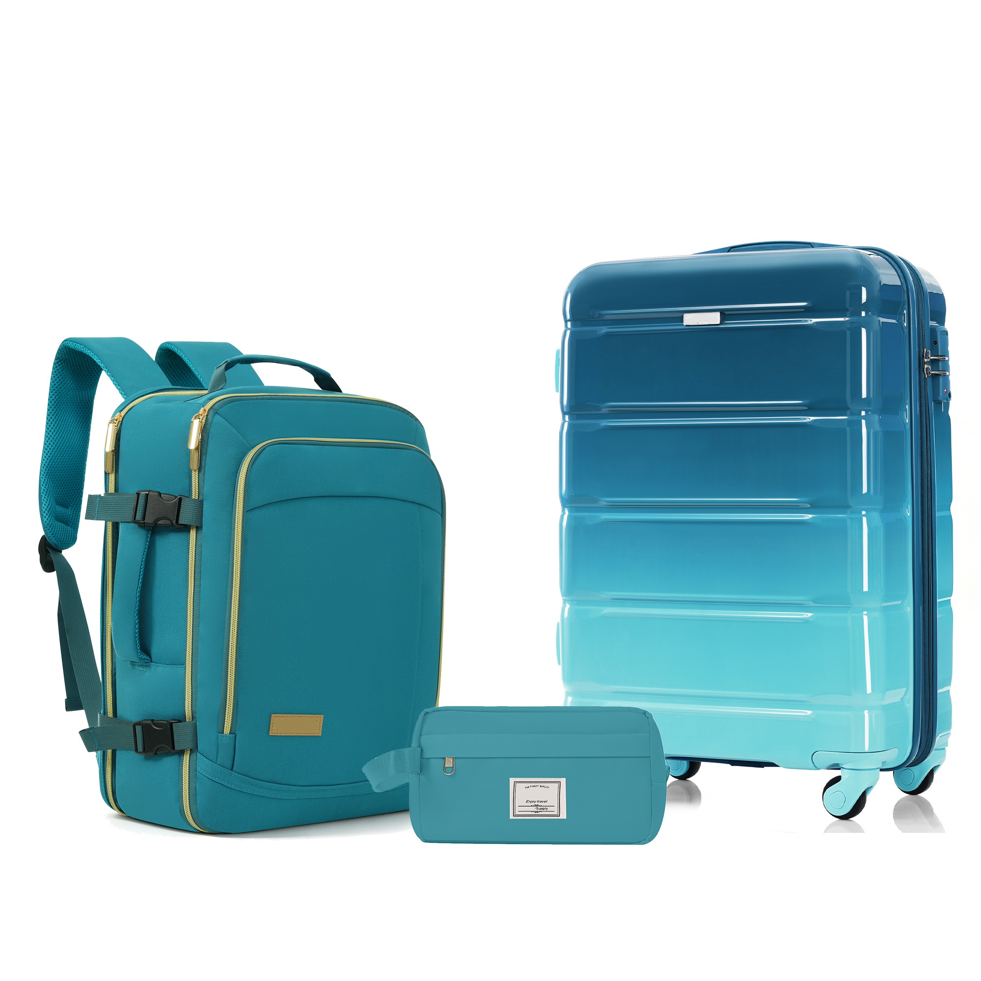 Ensemble valises 3 pièces - Bagage 20po, sac voyage, bleu