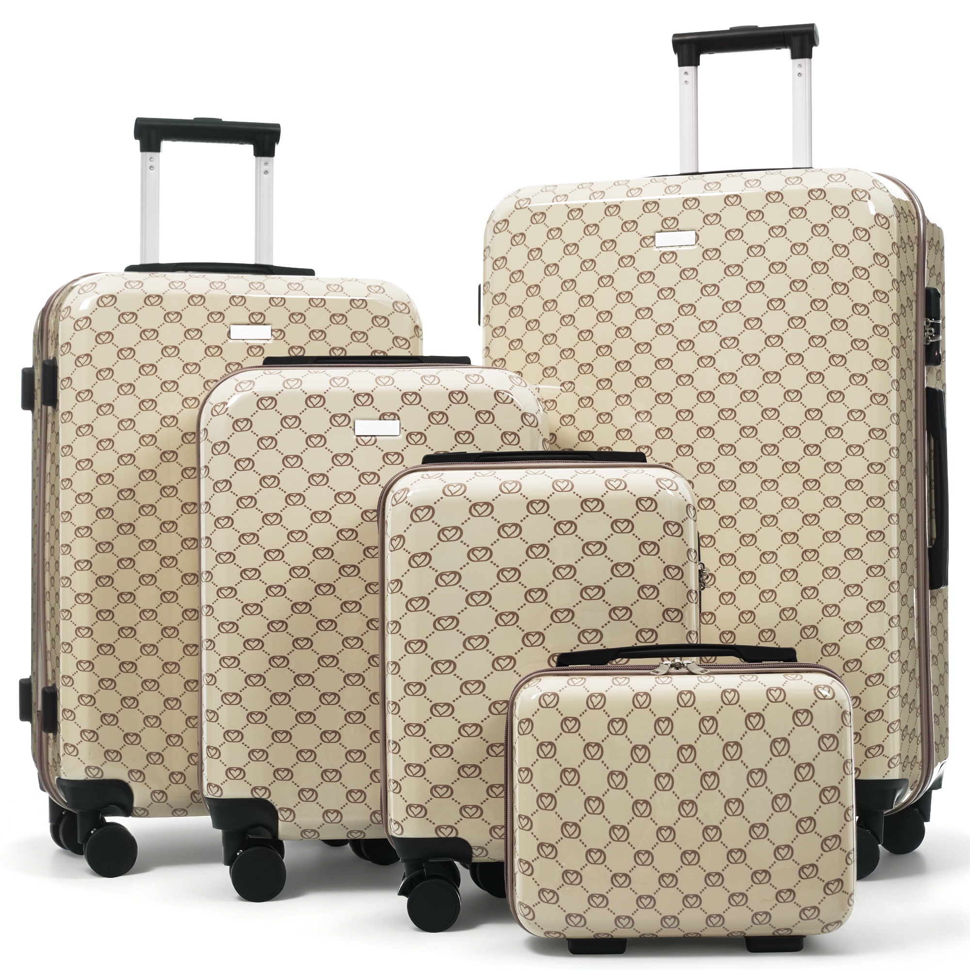 Ensemble 5 valises TSA 14/16/20/24/28", roues 360°, kaki