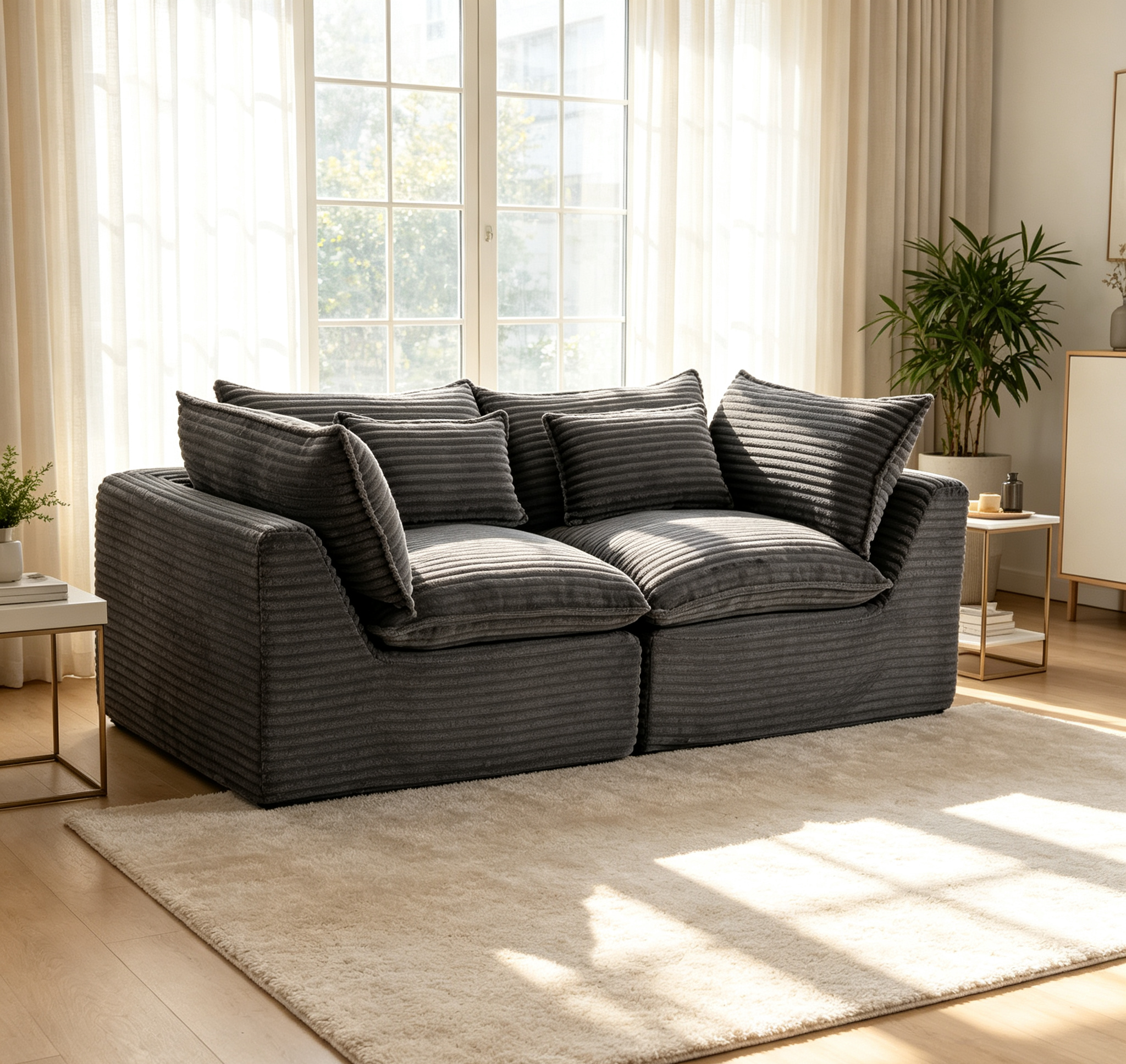 Causeuse Nuage 74.8po Large Profonde Velours 2 Places
