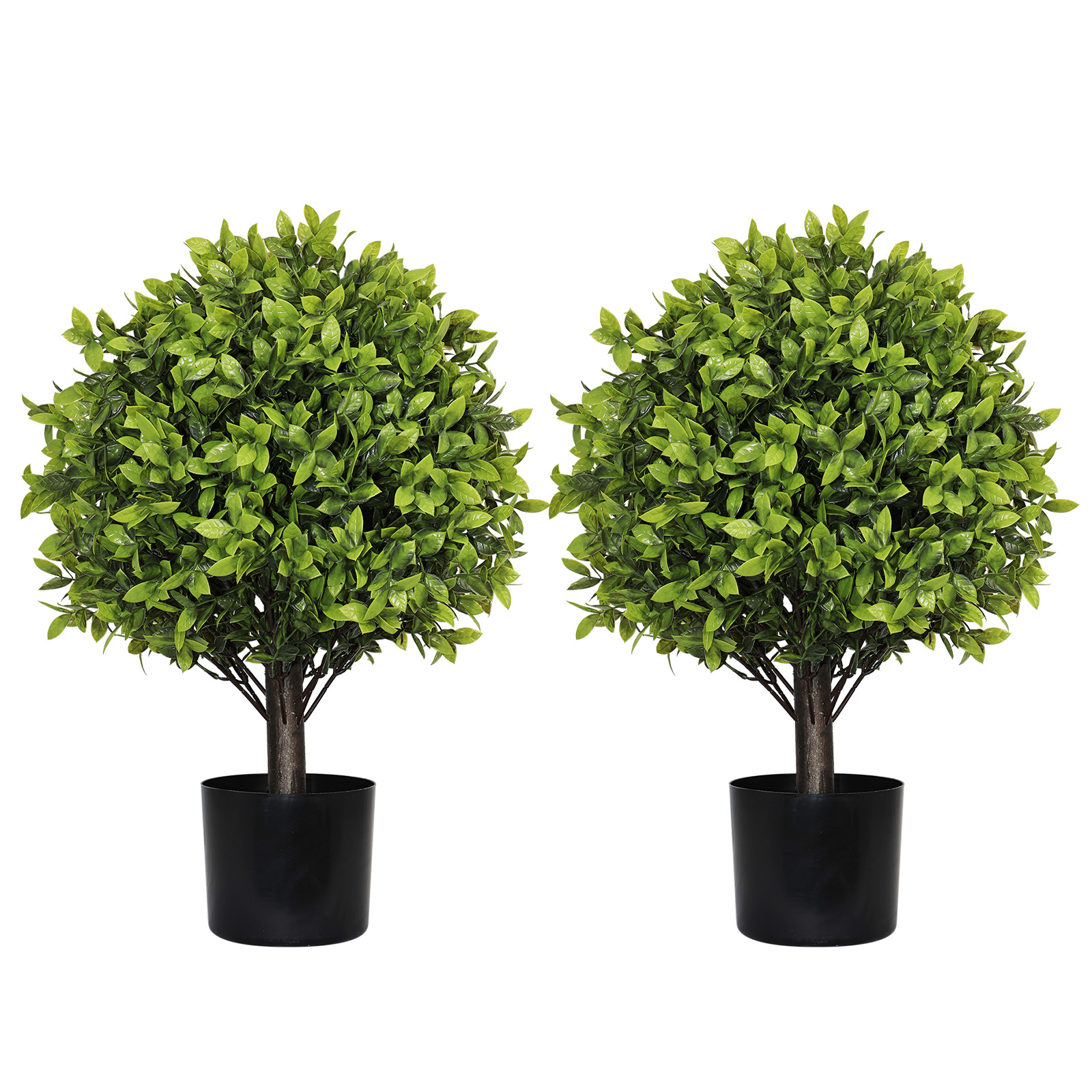 Boules buis artificielles 22", pots, 2pcs, décoration