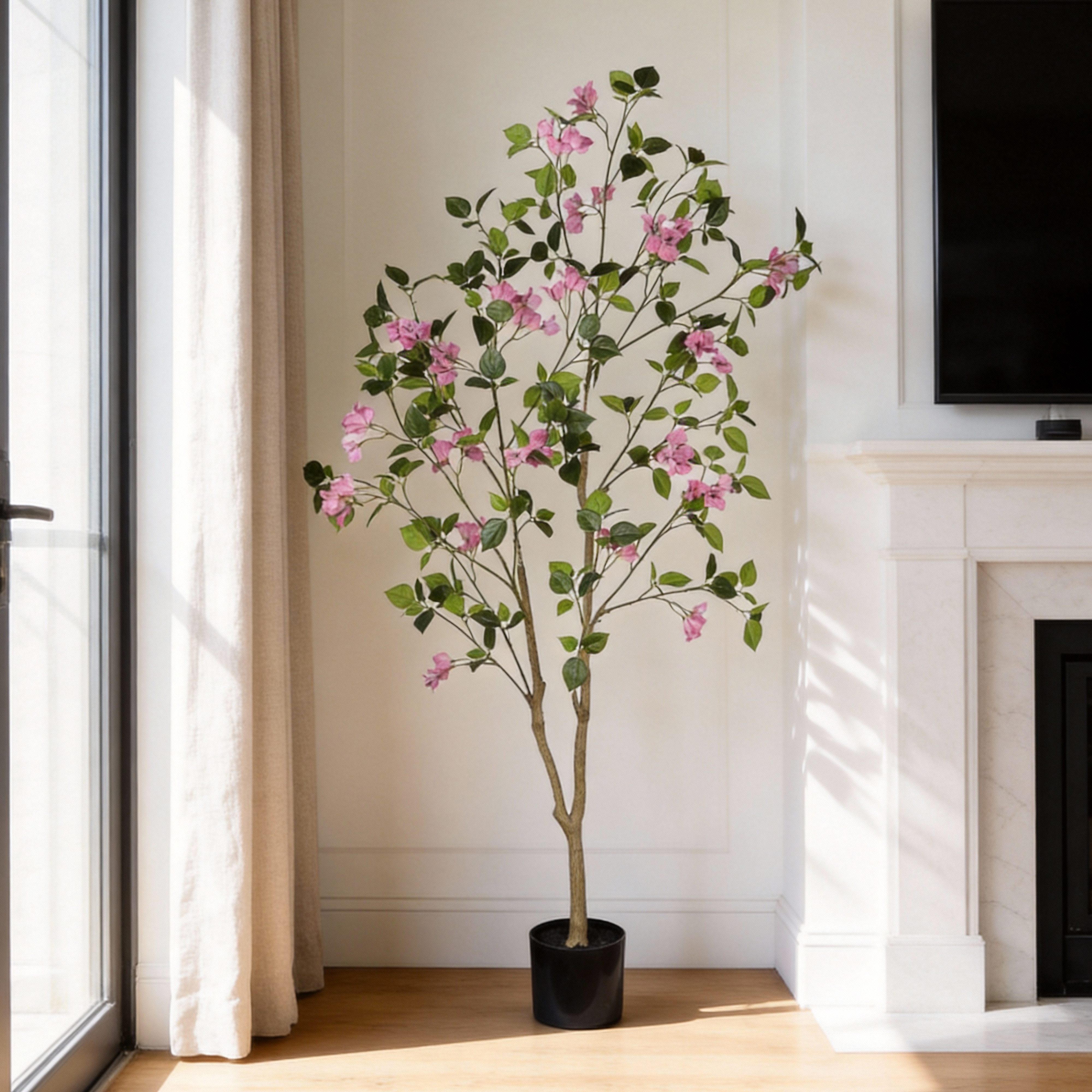 Arbre Bougainvillée artificiel 5', pot noir