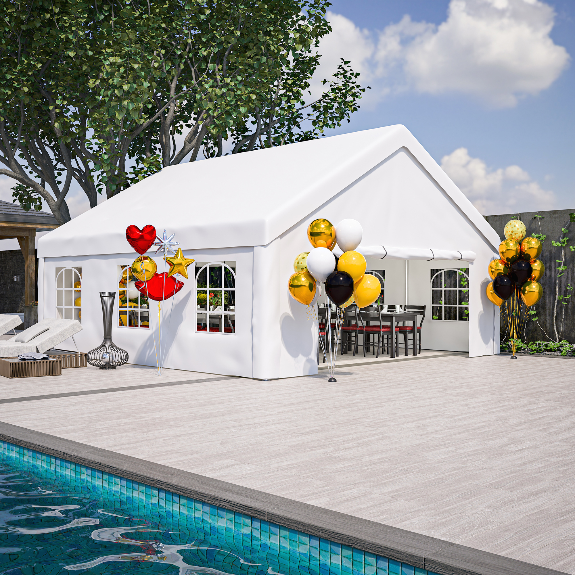 Tente réception 20x20 pi, gazebo removable