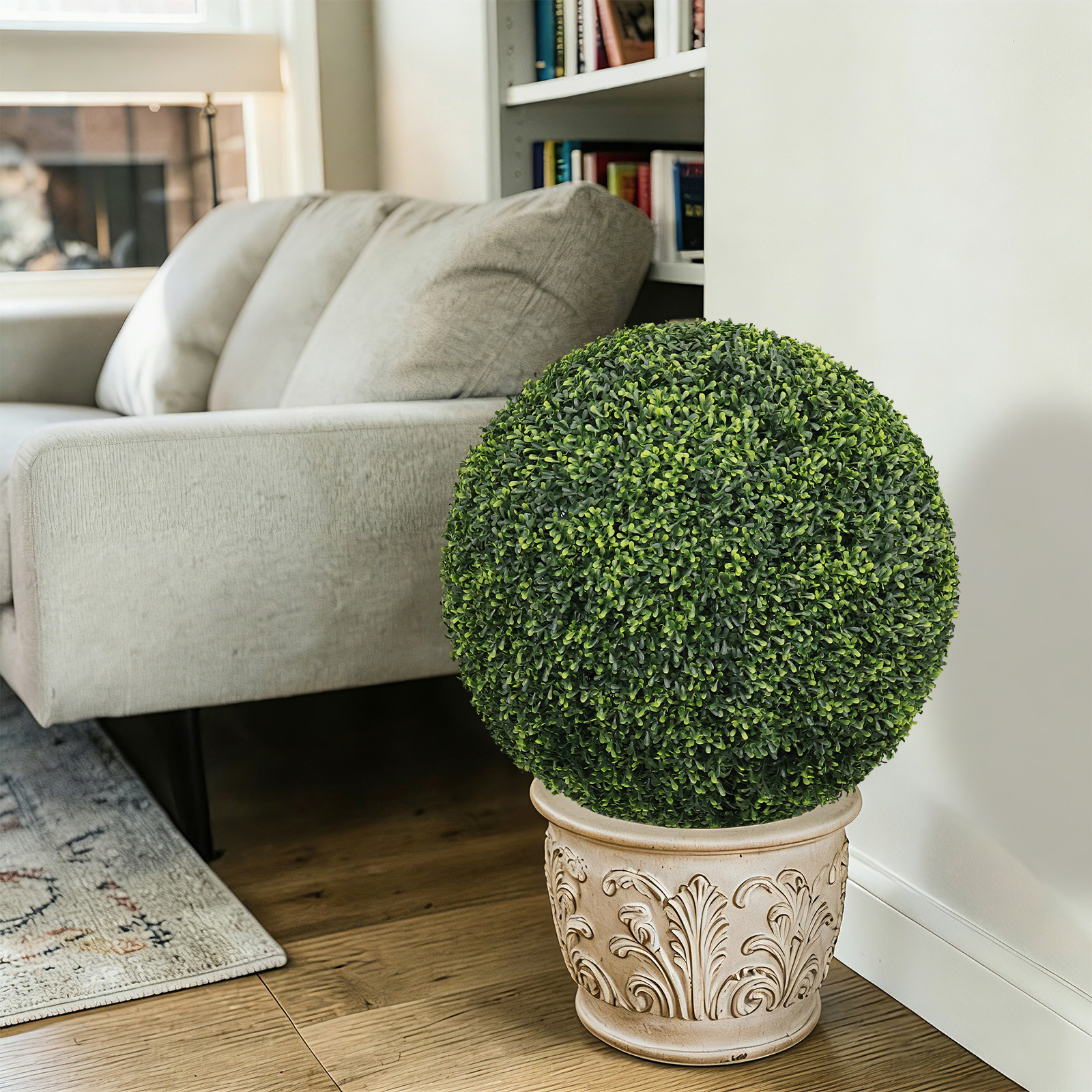 2 Boules topiary artificielles 22,4 po, buis vert, décor jardin, ext.