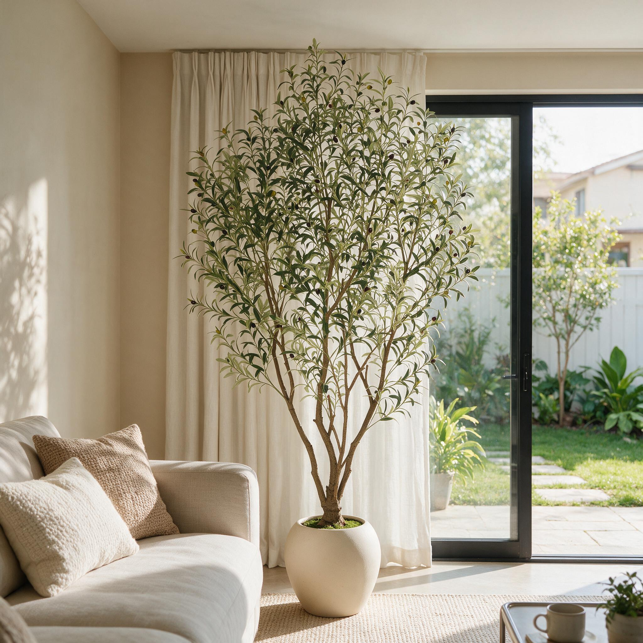 Olivier artificiel 8pi planteur blanc grand décor