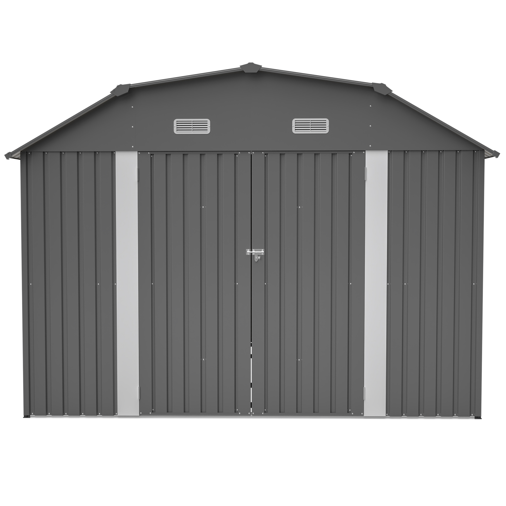 Remise extérieure 10x12pi grise, acier résistant rouille, cadre sol